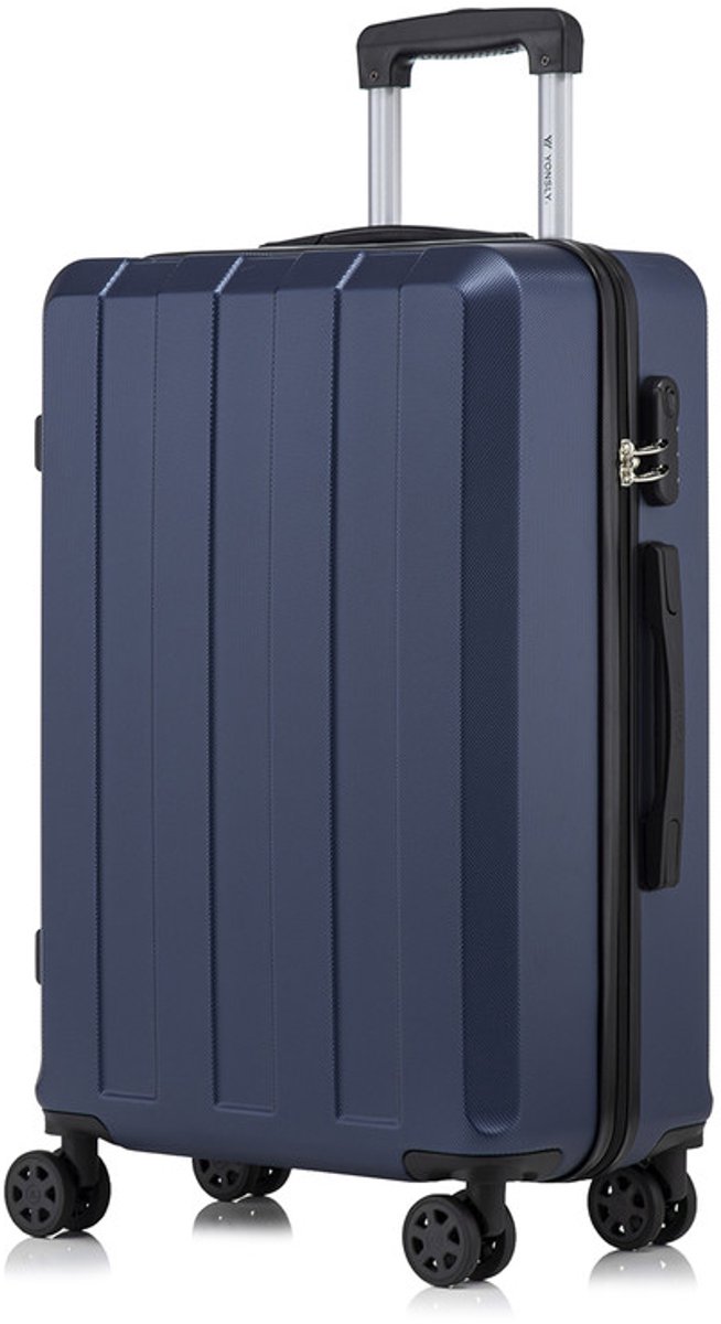 YONSLY Handbagage Koffer - 66cm - 66 L - Cijferslot- 360° Draaibare Wielen - Trolley- 66 x 43 x 26 cm - Donkerblauw