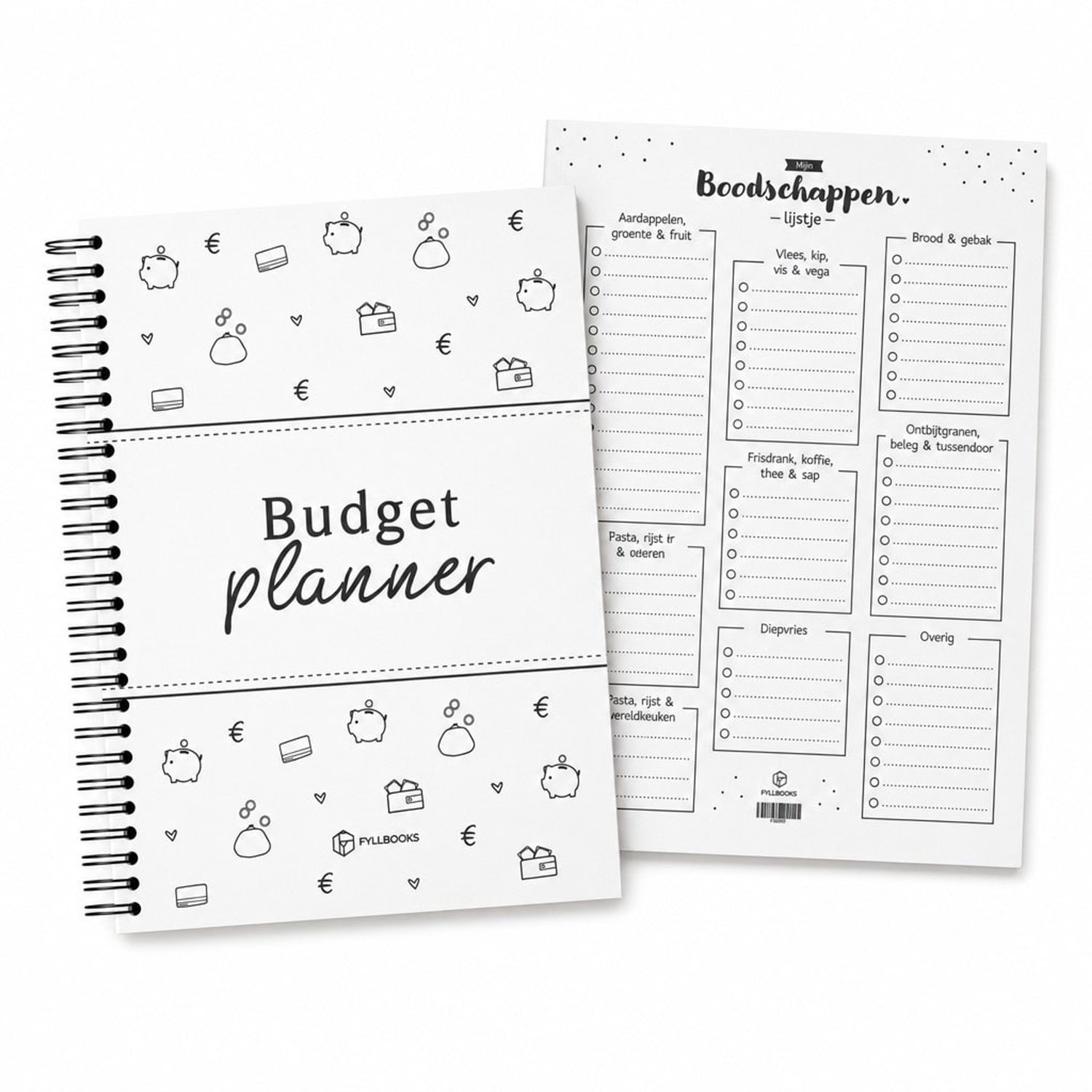 Fyllbooks Budgetplanner & Boodschappenlijstje met indeling - Voordeelset