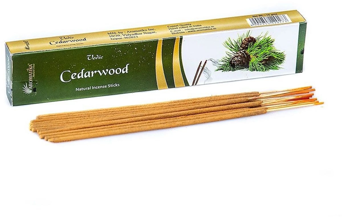 AUM Fragances 2 stuks Natuurlijke wierook - Vedische CEDERHOUT - innerlijk rust 2x12 stokjes naturel