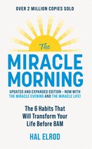 Boekomslag van 'The Miracle Morning' met een gele zon en blauwe tekst.