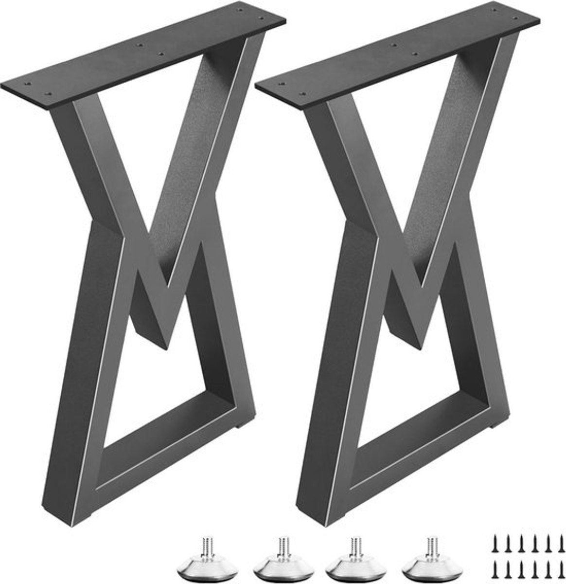 Metalen tafelpoten - Zwart - Set van 2 - Zware diamantvormige meubelpoten - Voor salontafel of bureau