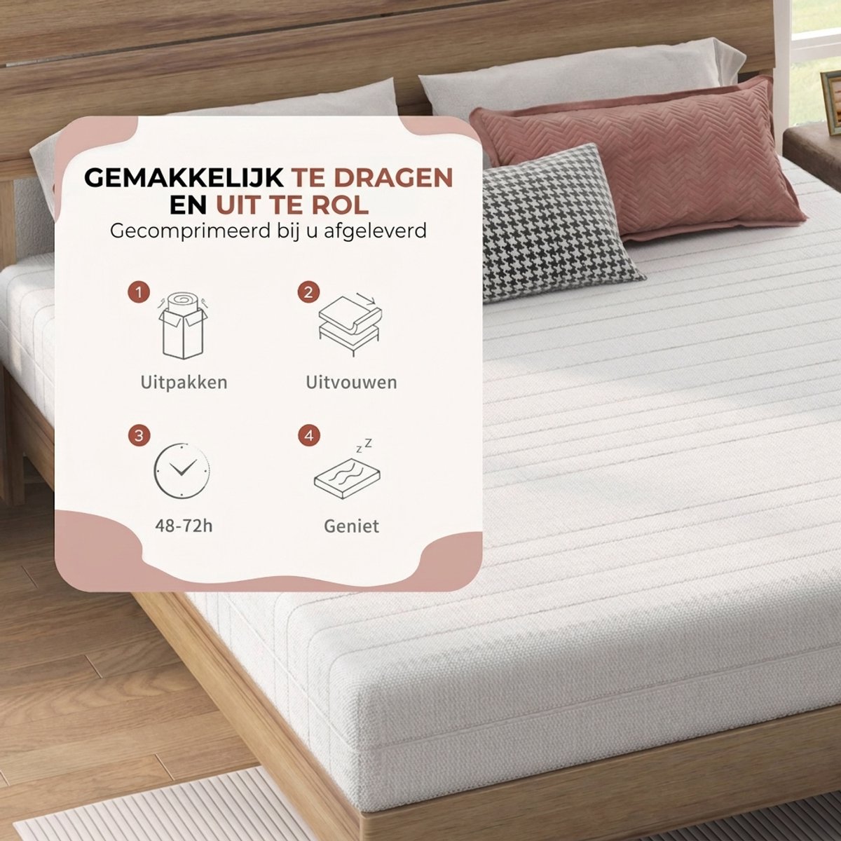 Ropilly Ergonomisch Koudschuim Matras 90x200 - Matras 20 cm Dik - Traagschuim Vulling - Gemiddelde Hardheid - Wit