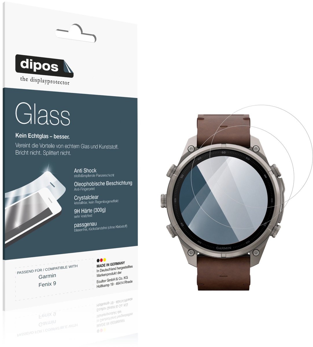 dipos – 2x Pantserfolie geschikt voor Garmin Fenix 9 | 9H Screenprotector