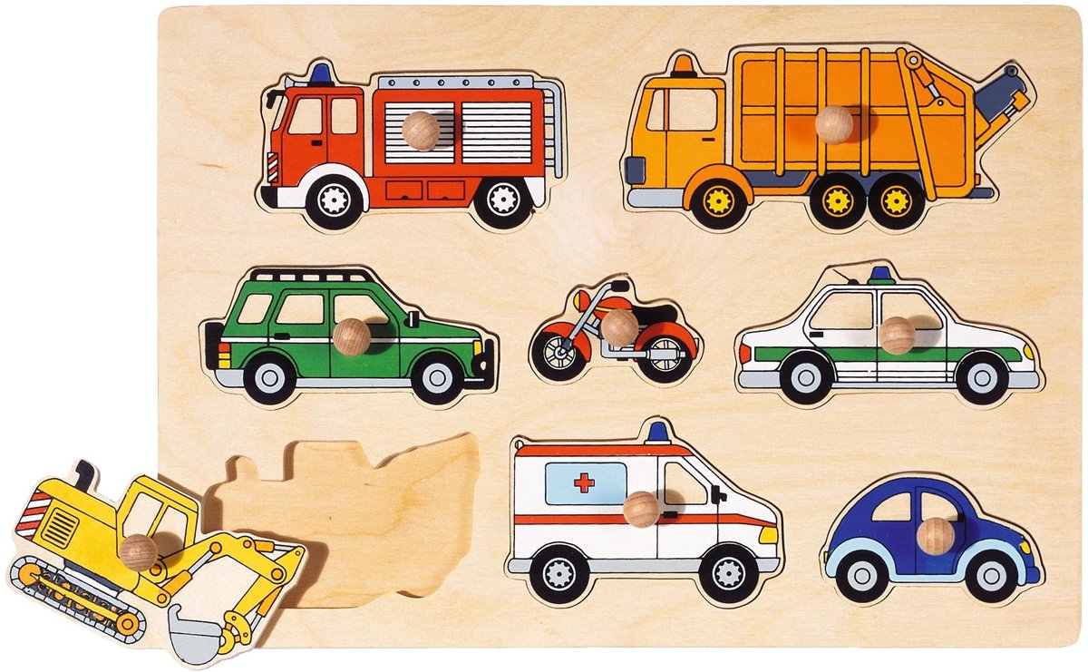 Houten Stekpuzzel Verkeer - 8 Delen