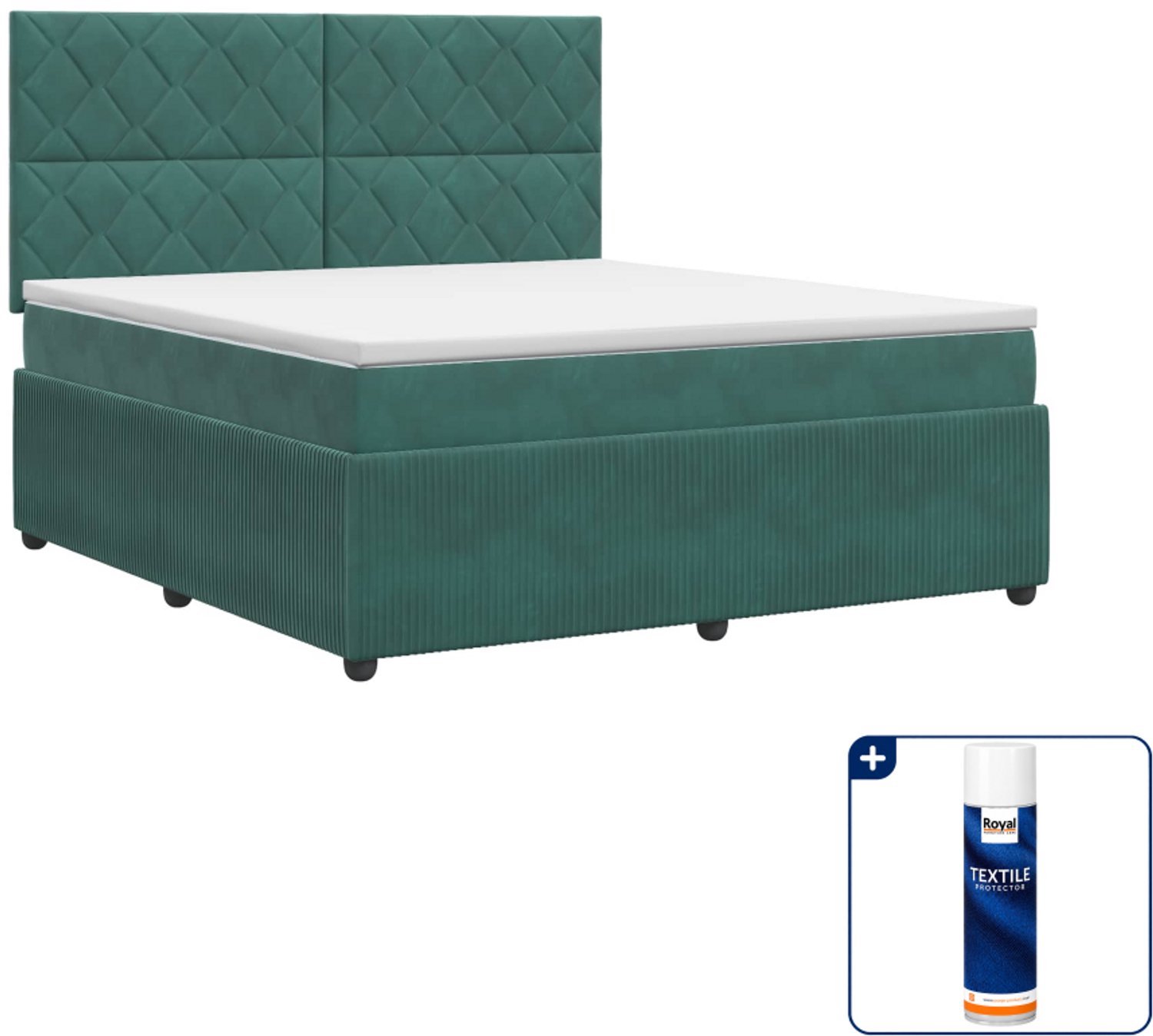 vidaXL boxspringbed met matras - 140 x 190 cm - donkergroen - Inclusief textielbeschermer 500 ml