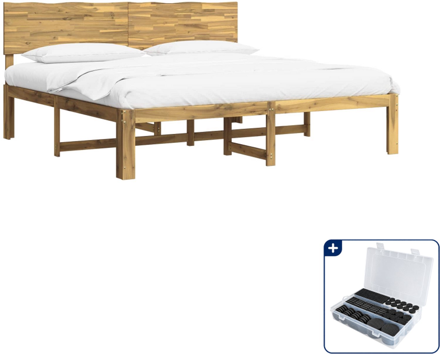 vidaXL Bedframe ROSTOCK - Kingsize - 180 x 200 cm - wit - Inclusief antikrasvilt 177-delig