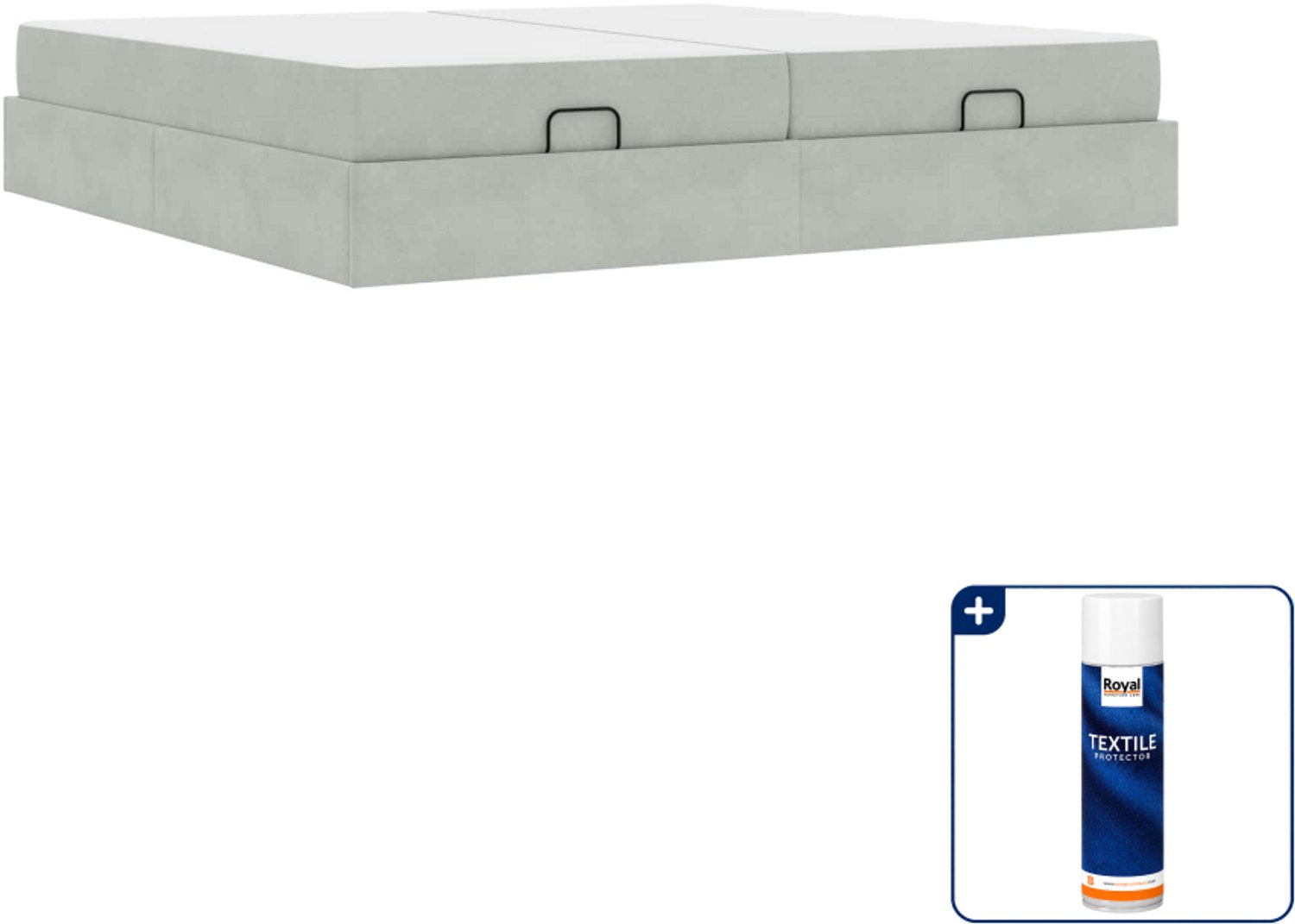 vidaXL bedframe met matras - super kingsize - 200 x 200 cm - fluweel - lichtgrijs - Inclusief textielbeschermer 500 ml Bruin