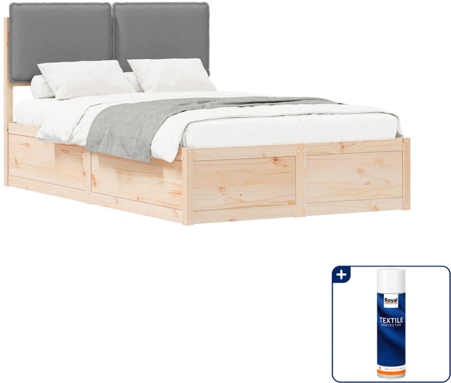 vidaXL bedframe - 120 x 200 cm - lichtgrijs - Inclusief textielbeschermer 500 ml