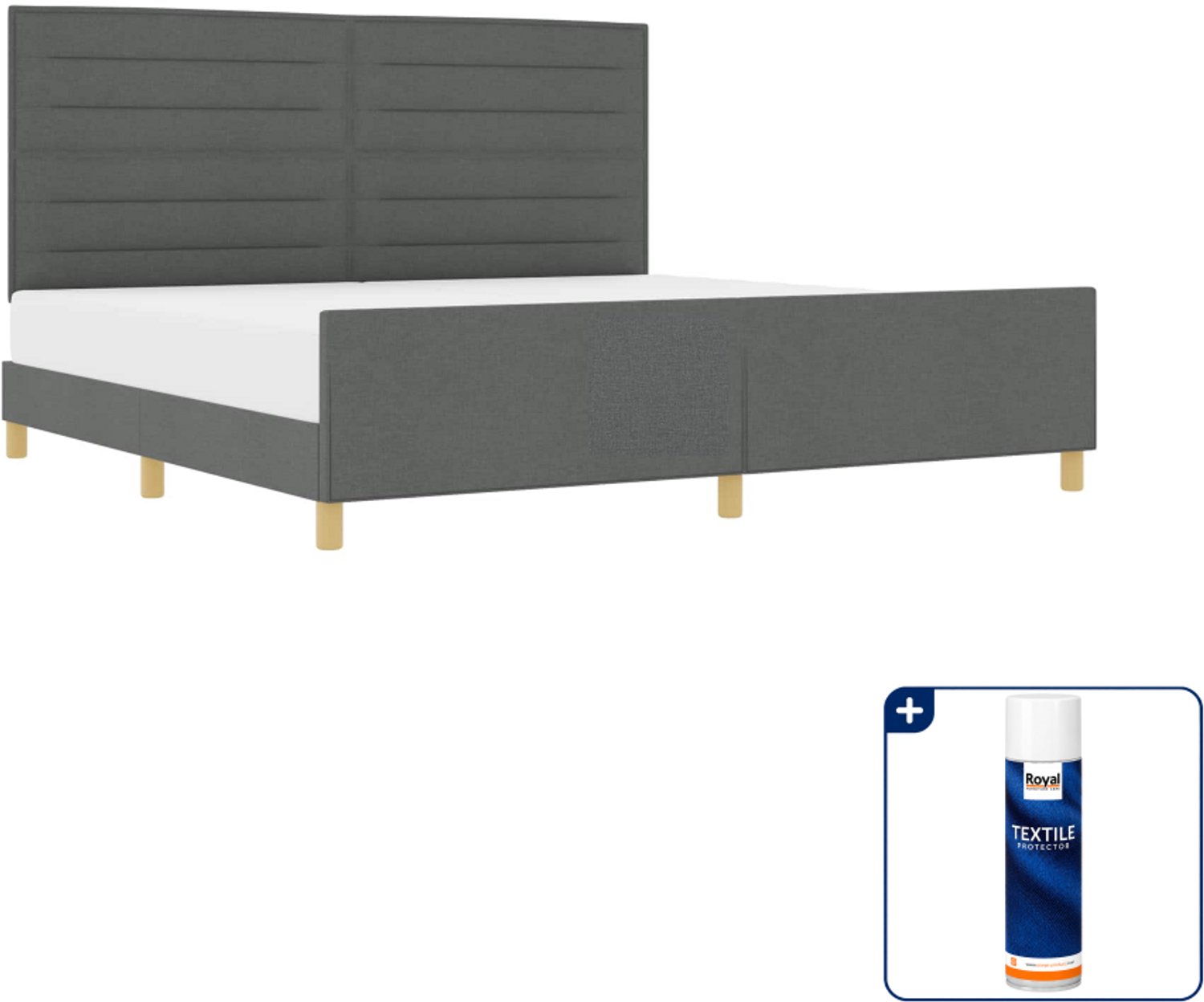 vidaXL Bedframe - 200 x 200 cm - stof - donkergrijs - Inclusief textielbeschermer 500 ml