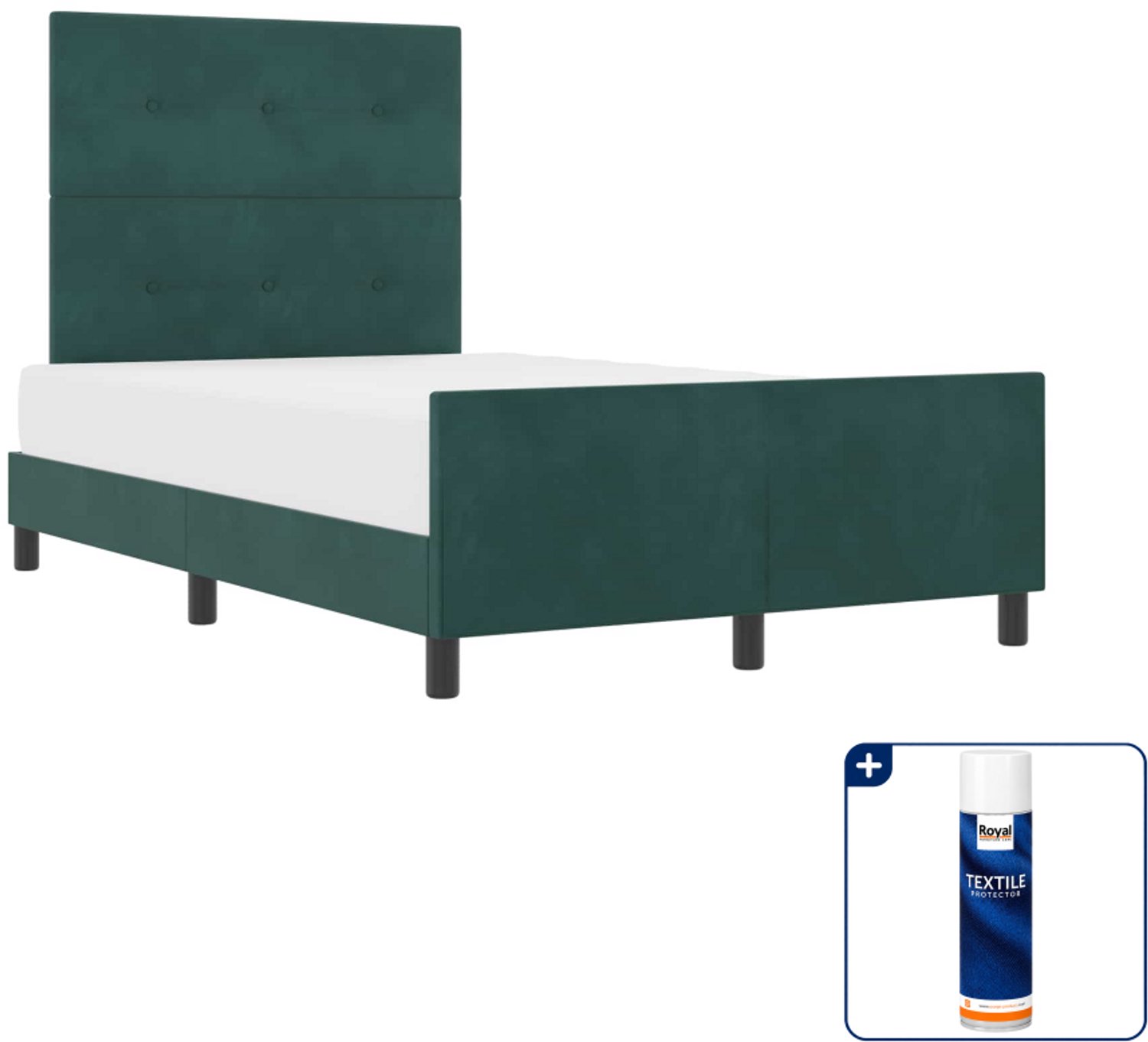 vidaXL boxspringbed - 120 x 200 cm - fluweel - donkergroen - Inclusief textielbeschermer 500 ml Grijs