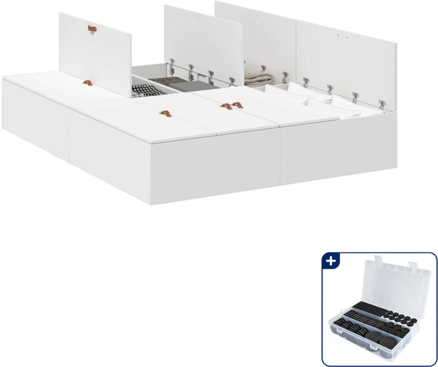 vidaXL Queensize bedframe - 160 x 200 cm - wit - Inclusief antikrasvilt 177-delig