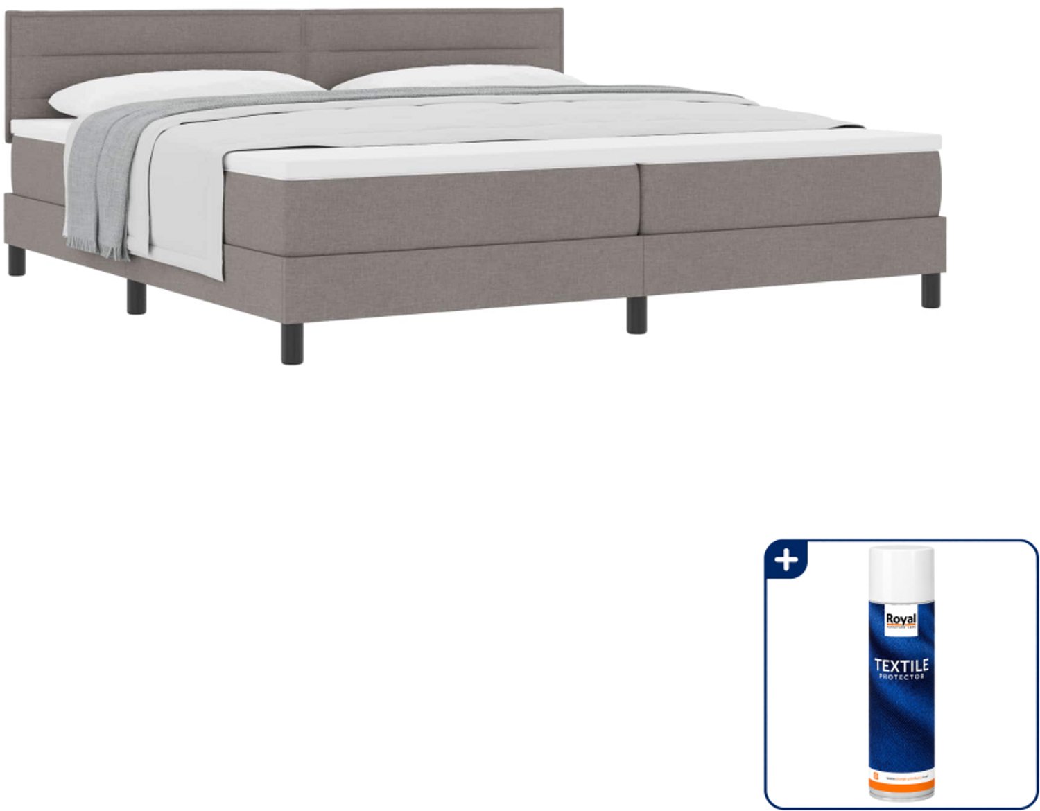 vidaXL Boxspringbed - 200 x 200 cm - stof - taupe - Inclusief textielbeschermer 500 ml