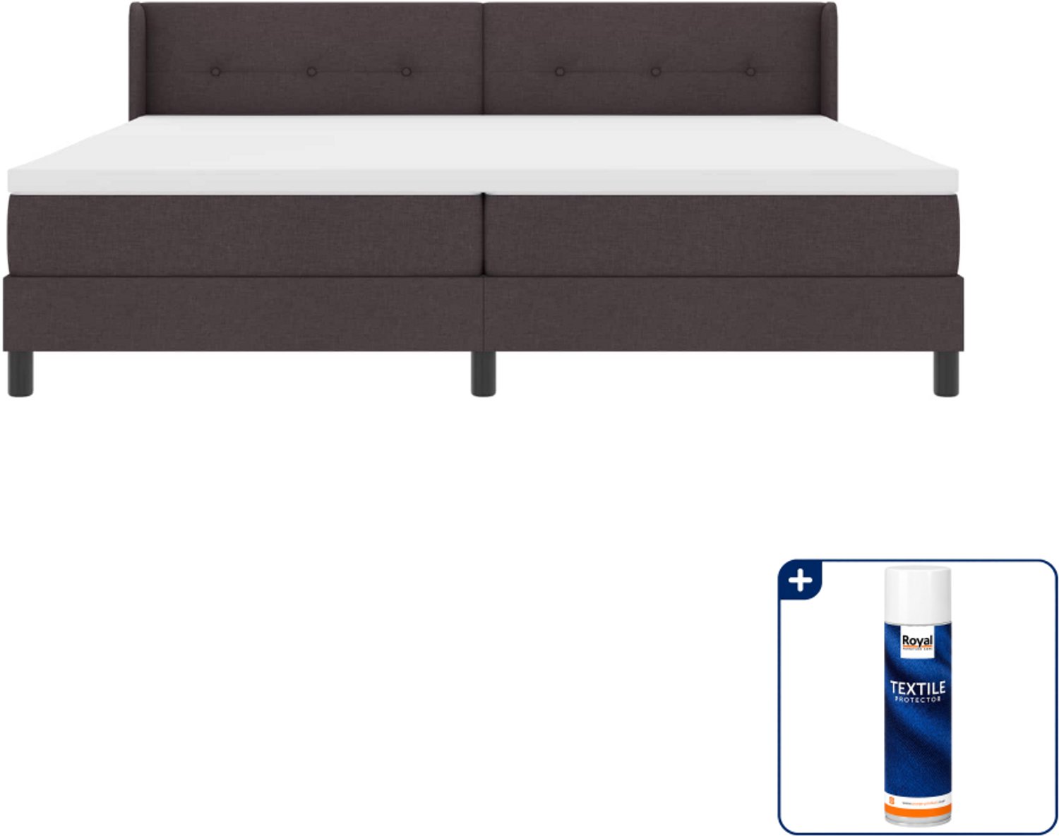 vidaXL boxspringbed - Super kingsize - 200 x 200 cm - donkerbruin - Inclusief textielbeschermer 500 ml