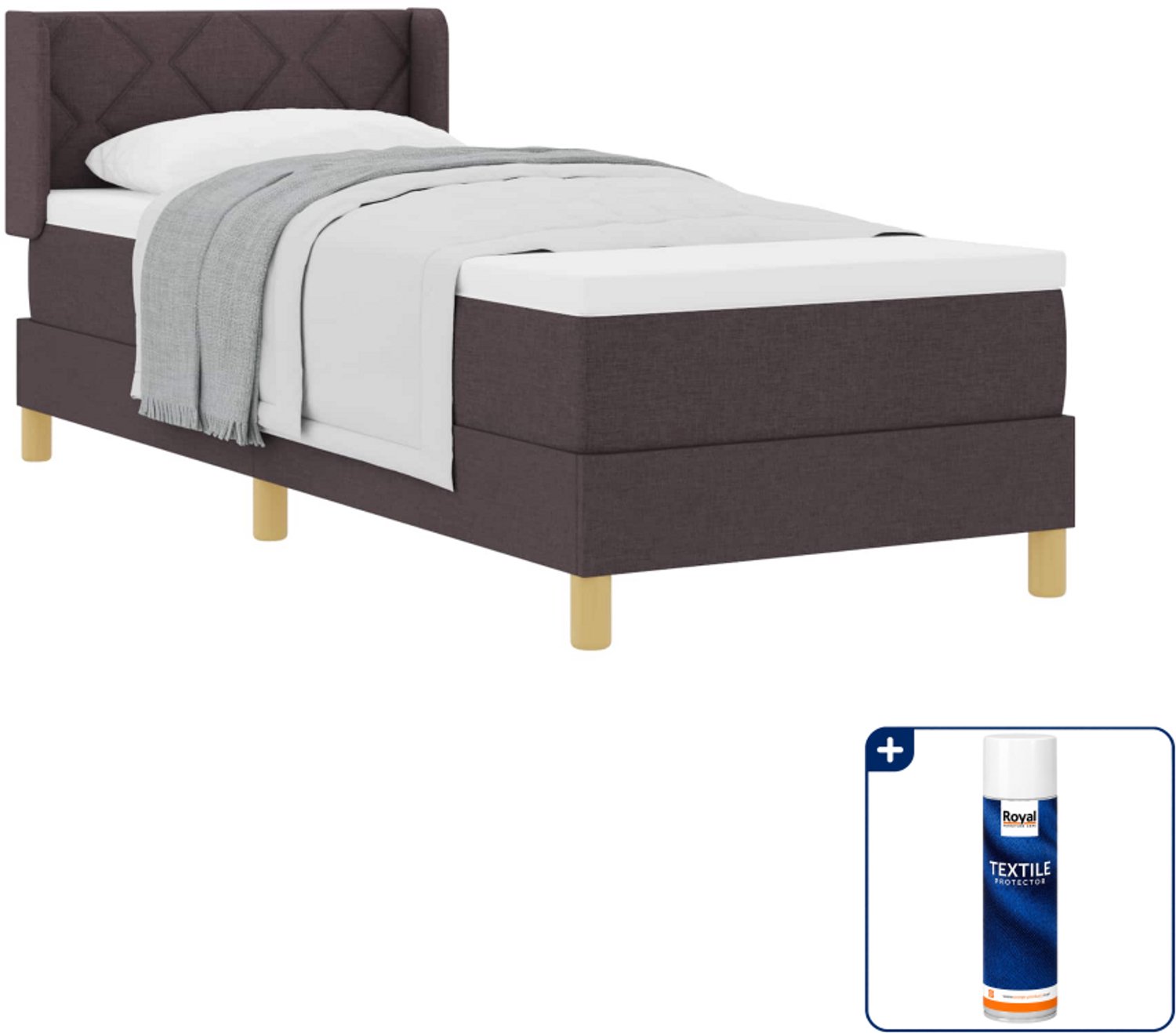 vidaXL boxspringbed - 80 x 200 cm - donkerbruin - Inclusief textielbeschermer 500 ml
