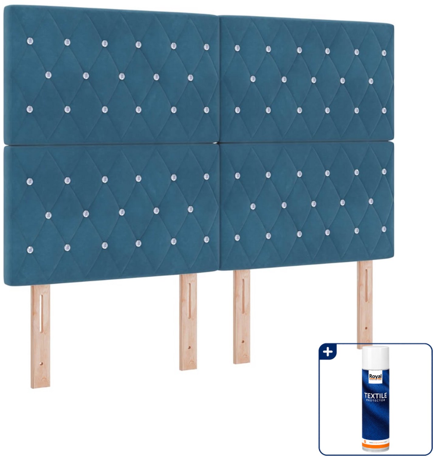 vidaXL Small double boxspringbed - 140 x 200 cm - donkerblauw - Inclusief textielbeschermer 500 ml