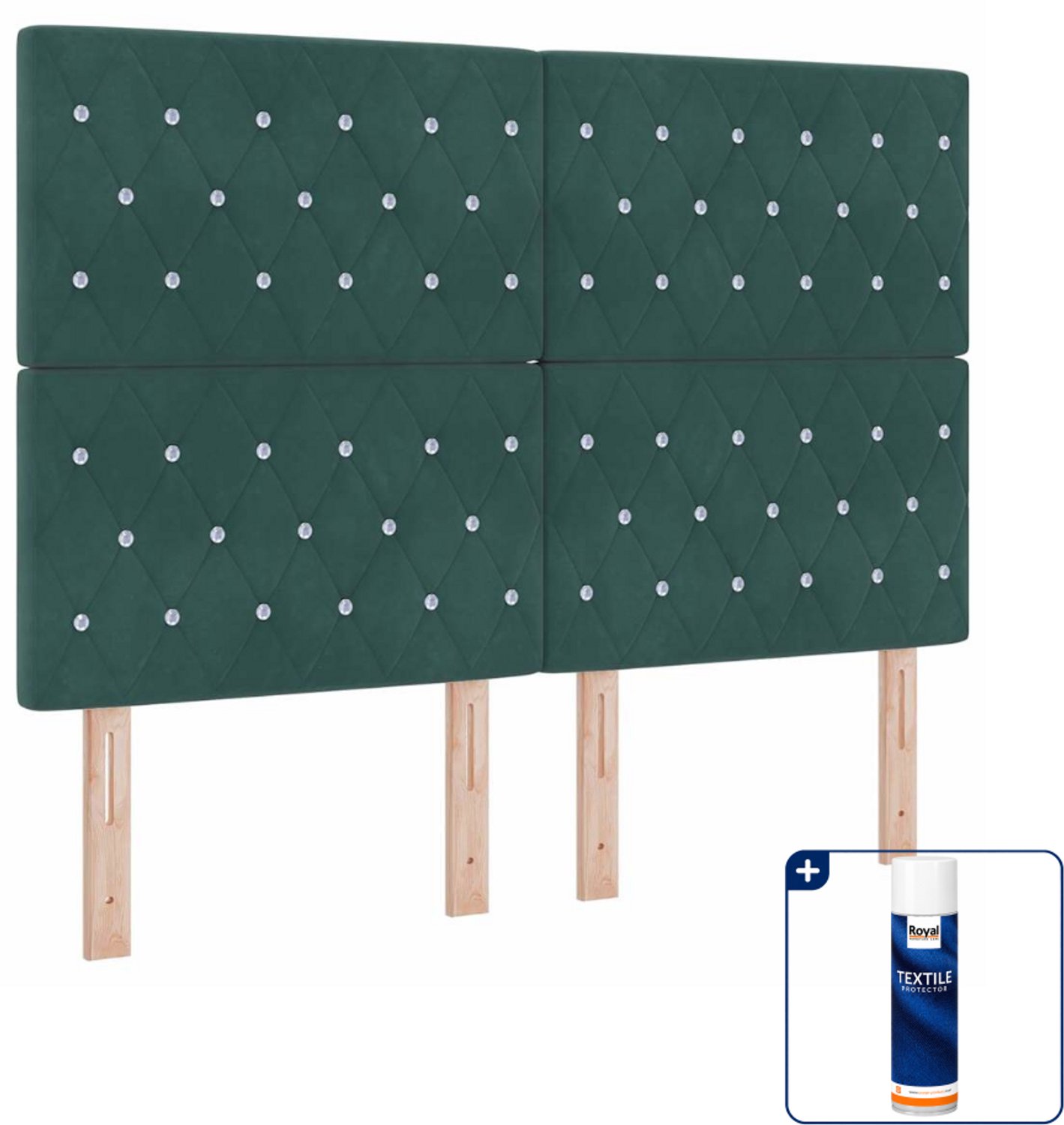 vidaXL boxspring met matras - 140 x 190 cm - donkergroen - Inclusief textielbeschermer 500 ml