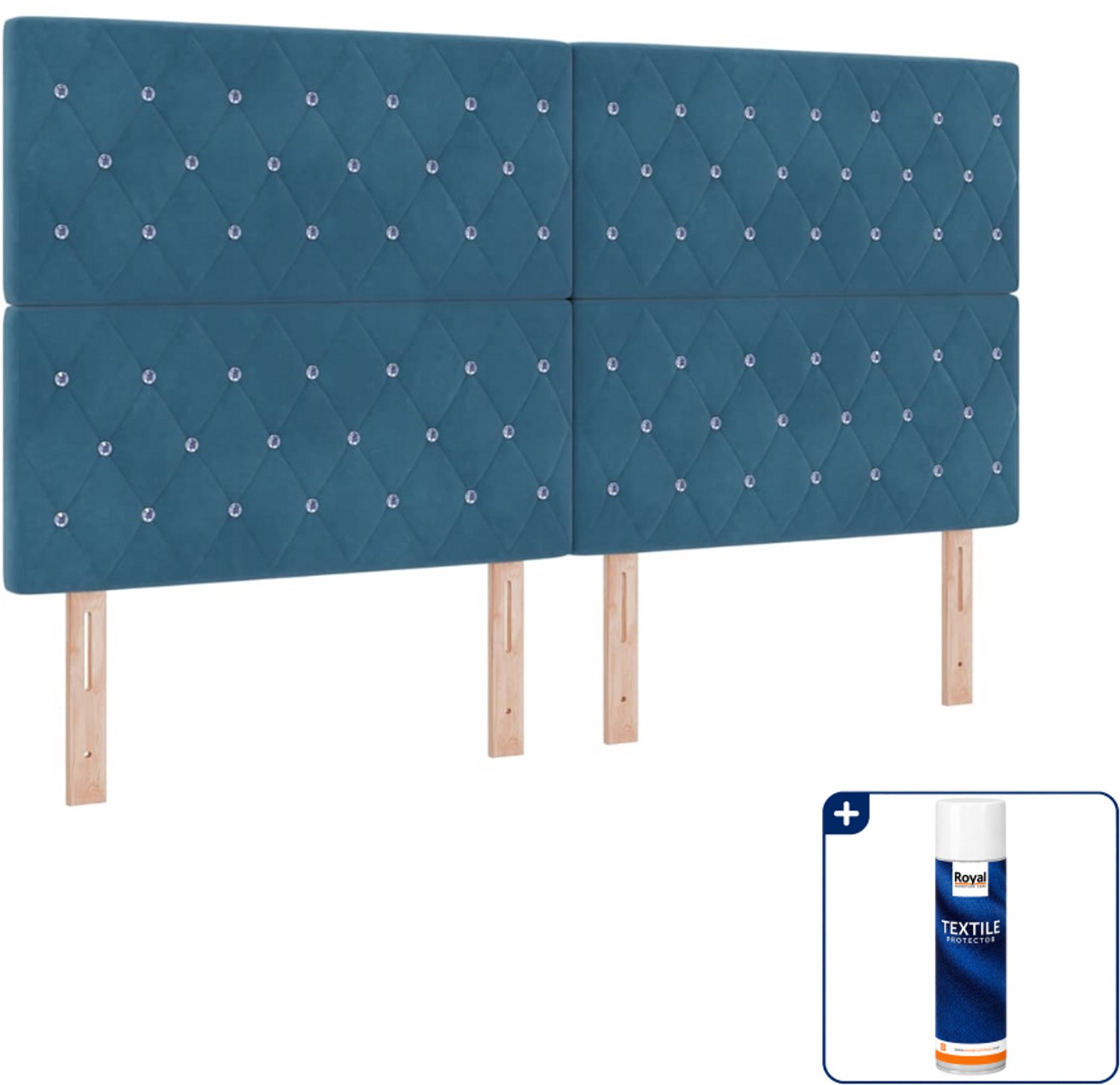 vidaXL LED boxspring Kingsize - 180 x 200 cm - donkerblauw - Inclusief textielbeschermer 500 ml