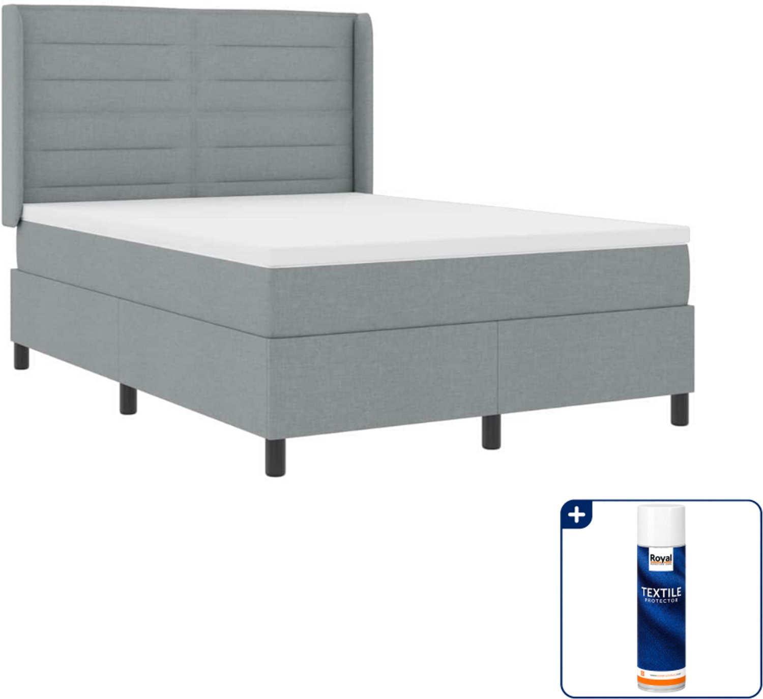 vidaXL queensize boxspring met matras - 160 x 200 cm - lichtgrijs - Inclusief textielbeschermer 500 ml