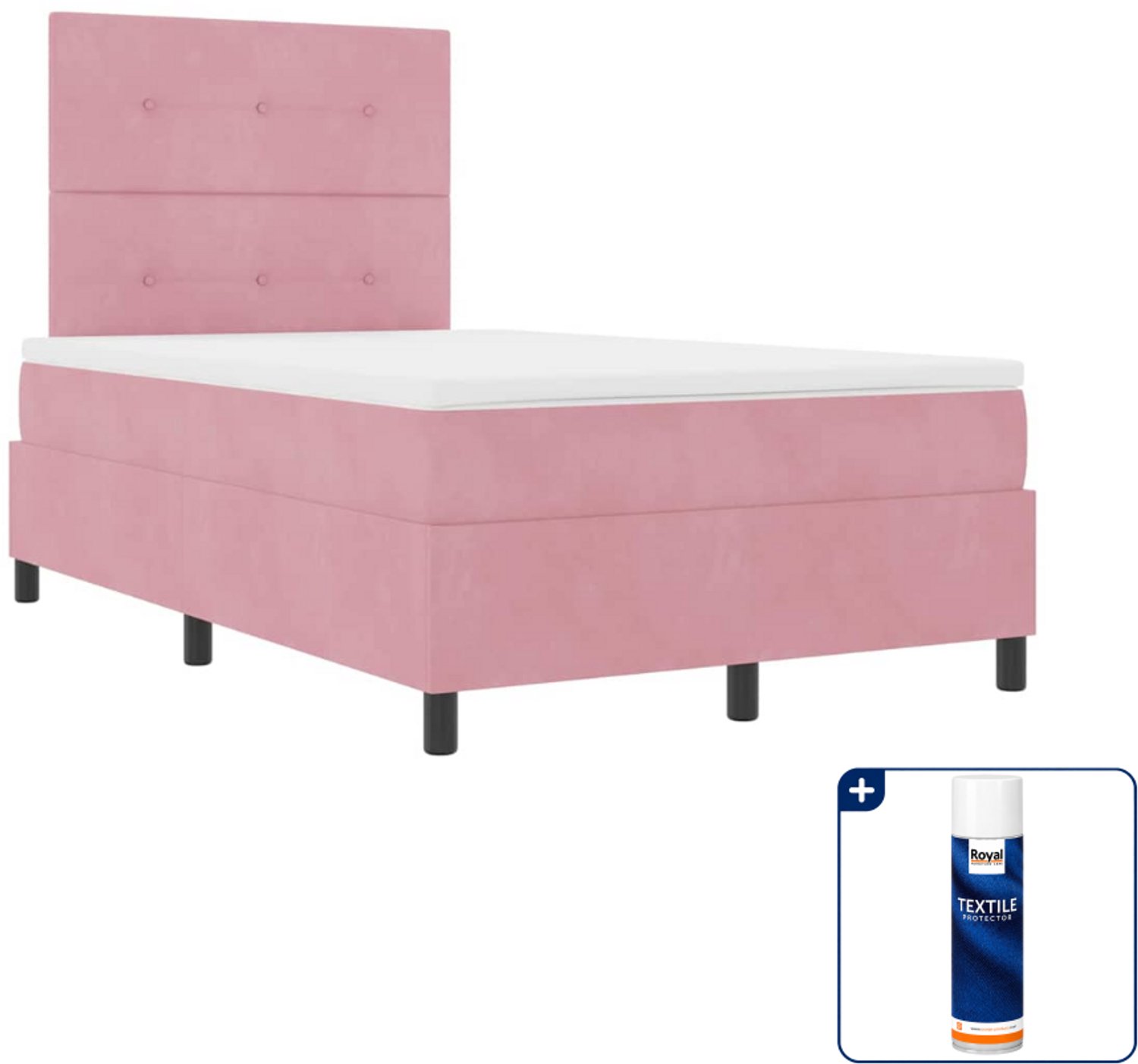 vidaXL boxspring - 120 x 200 cm - roze - fluweel - Inclusief textielbeschermer 500 ml