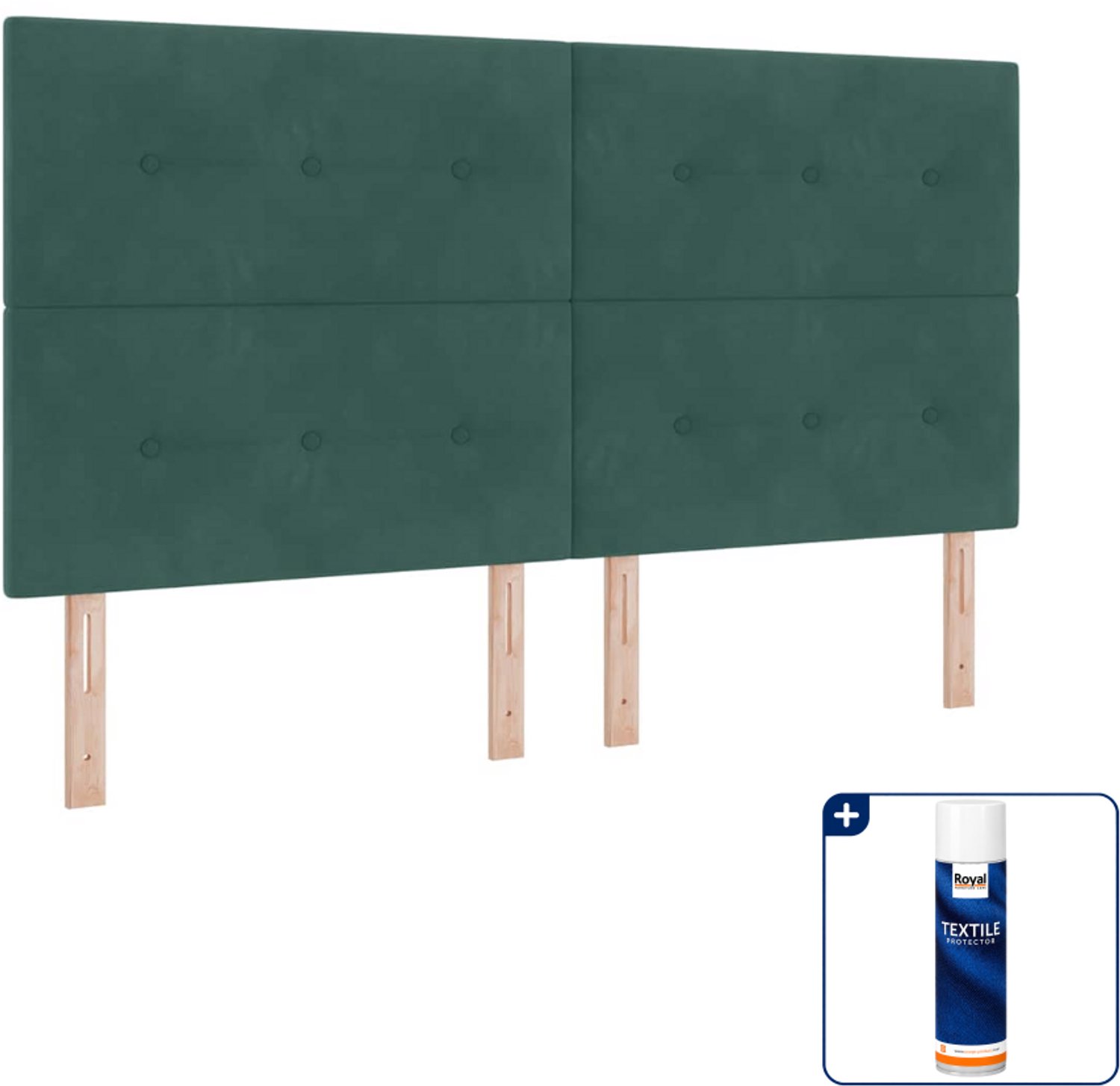 vidaXL Kingsize boxspringbed - 180 x 200 cm - donkergroen - Inclusief textielbeschermer 500 ml