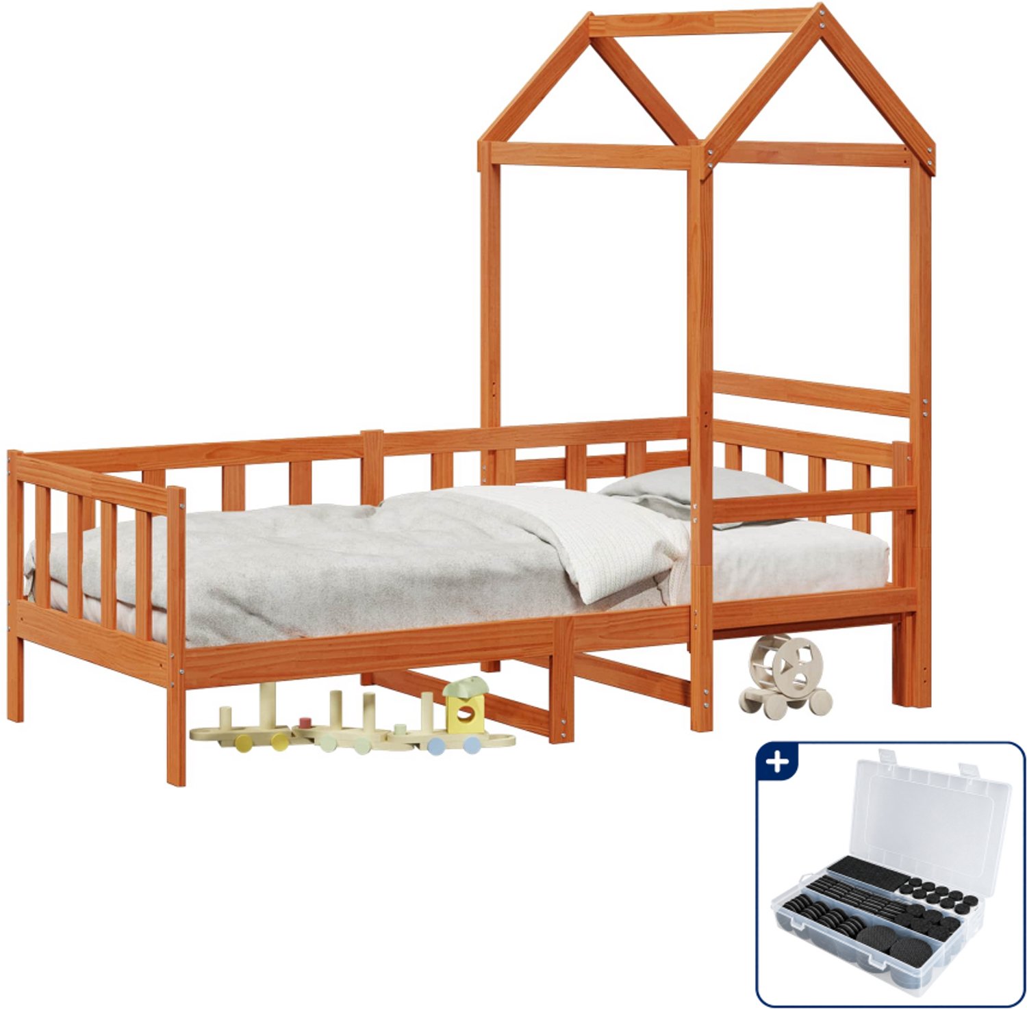 vidaXL dagbed set 2 st - 90 x 200 cm - massief grenenhout - wasbruin - Inclusief antikrasvilt 177-delig