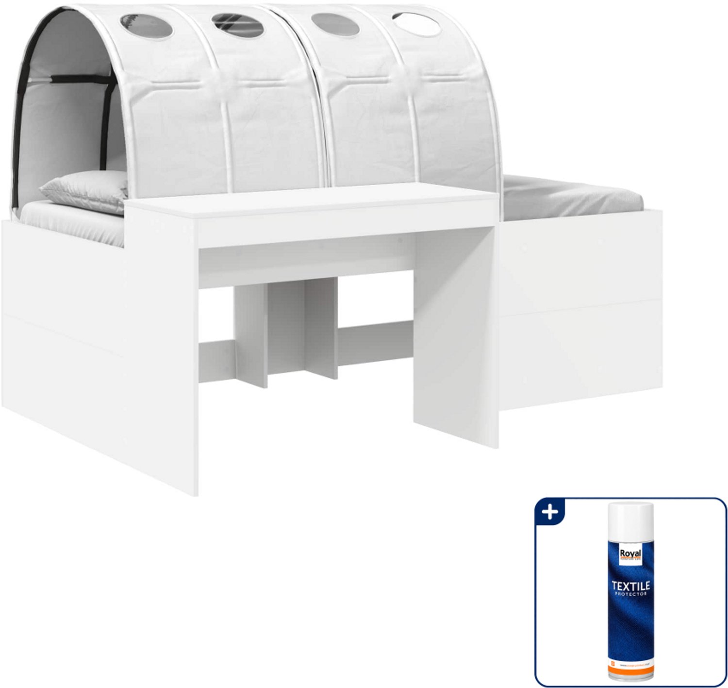 vidaXL hoogslaper met tunnel - 80 x 200 cm - wit - Inclusief textielbeschermer 500 ml