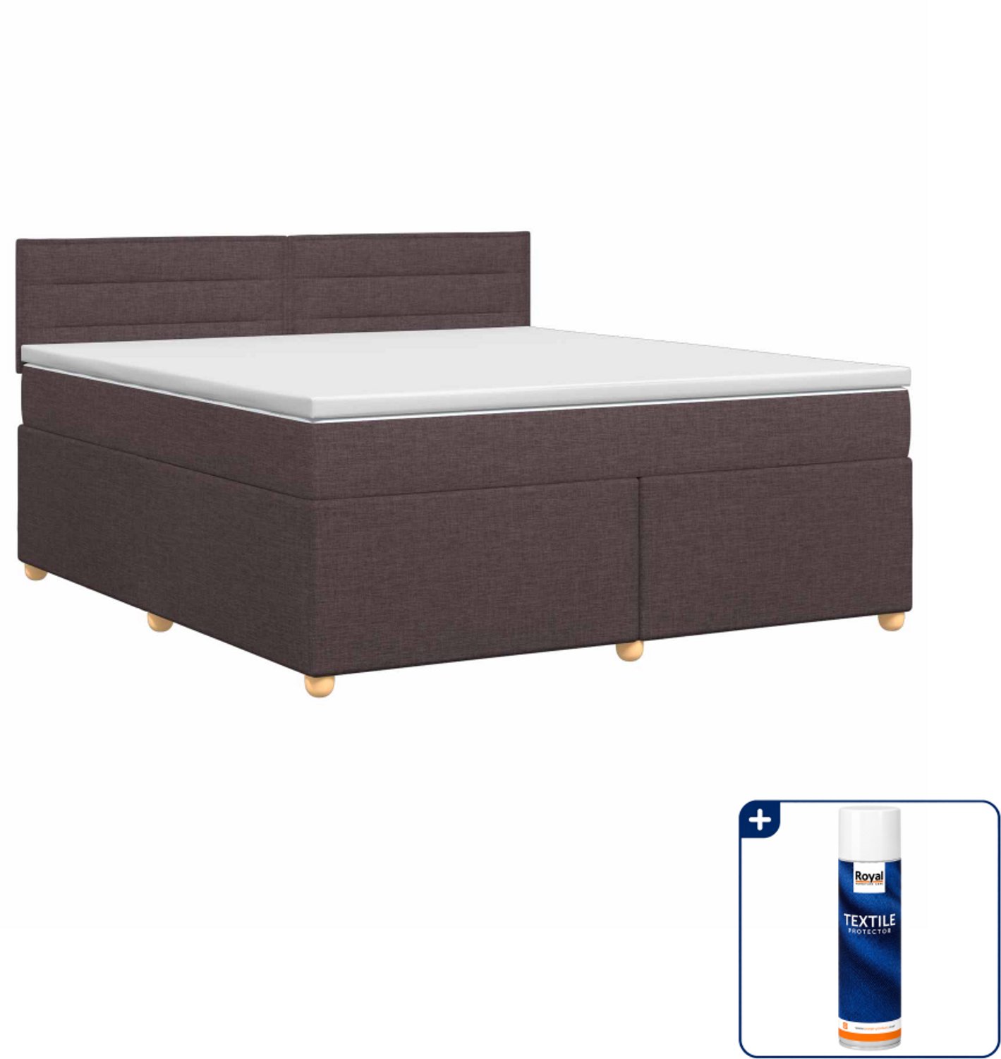 vidaXL boxspringbed - Small double - 140 x 200 cm - donkerbruin - Inclusief textielbeschermer 500 ml
