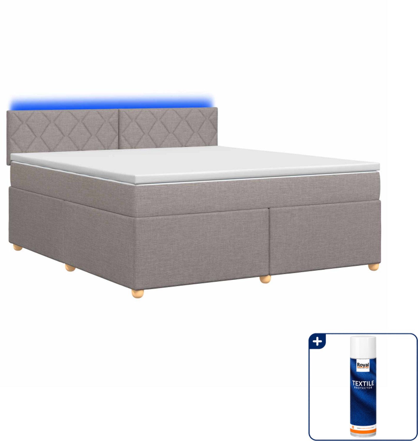 vidaXL Small double boxspringbed - 140 x 200 cm - taupe - Inclusief textielbeschermer 500 ml