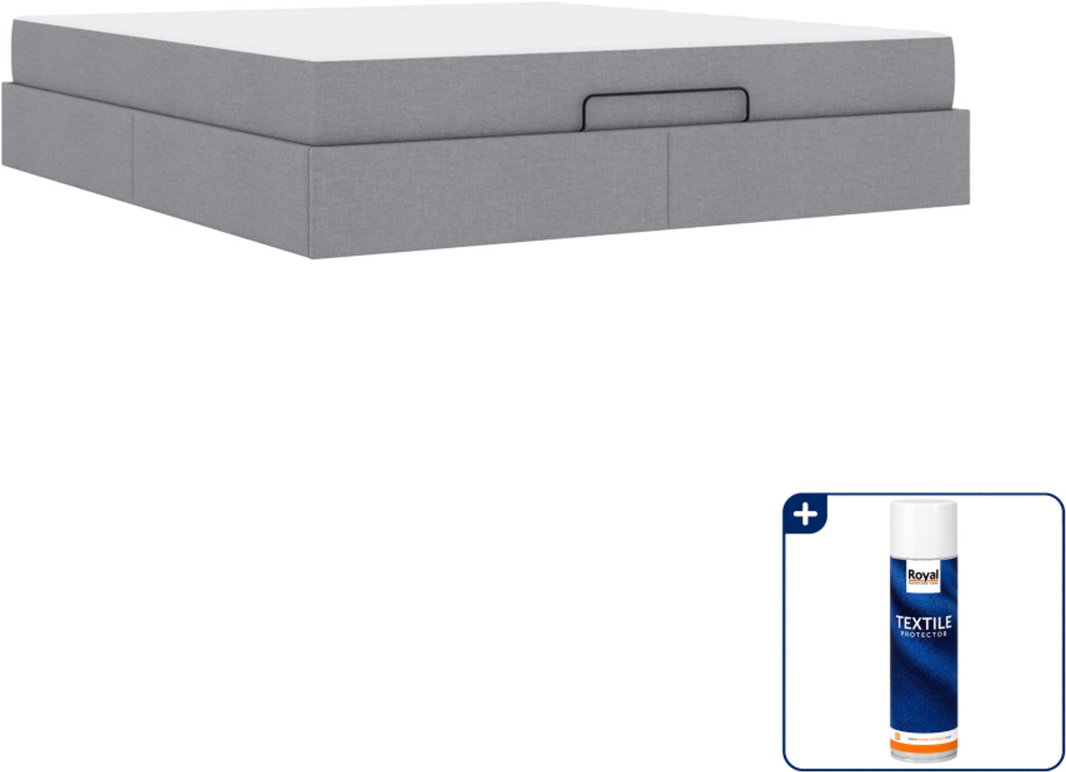 vidaXL Kingsize bedframe met matras - 180 x 200 cm - stof - lichtgrijs - Inclusief textielbeschermer 500 ml Zwart