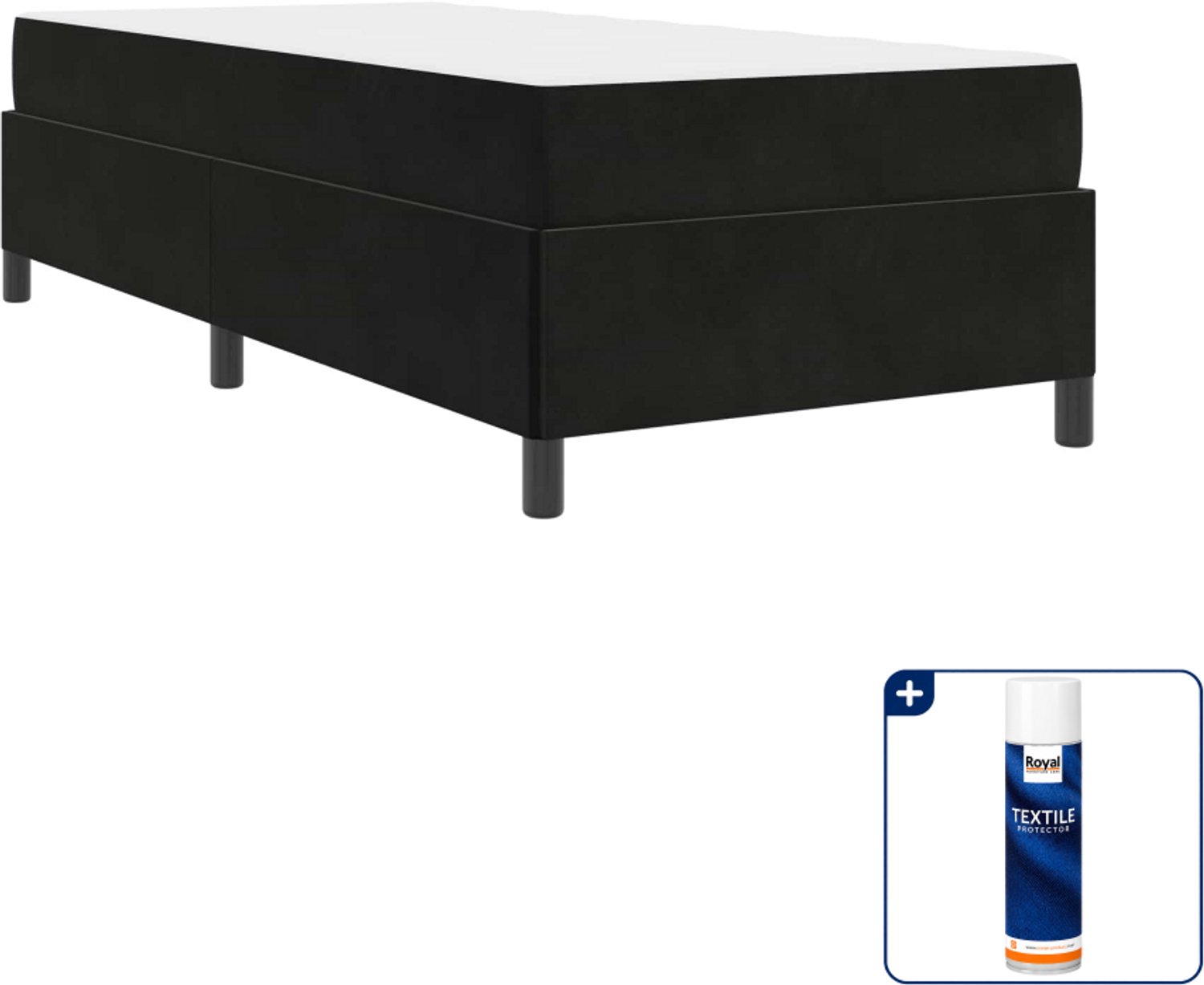 vidaXL bed met matras - 80 x 200 cm - zwart - Inclusief textielbeschermer 500 ml