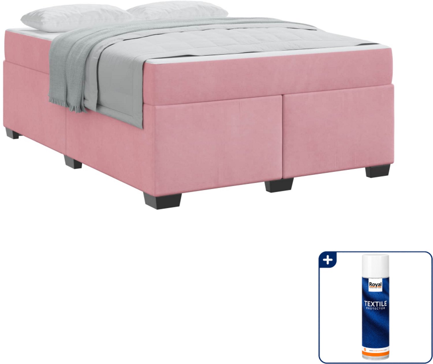 vidaXL bed met matras - Small double 140 x 200 cm - roze - Inclusief textielbeschermer 500 ml