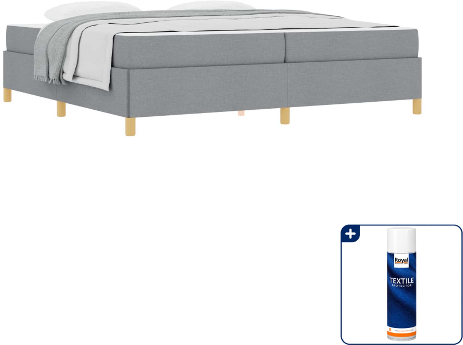 vidaXL bedframe - 200 x 200 cm - lichtgrijs - Inclusief textielbeschermer 500 ml Bruin