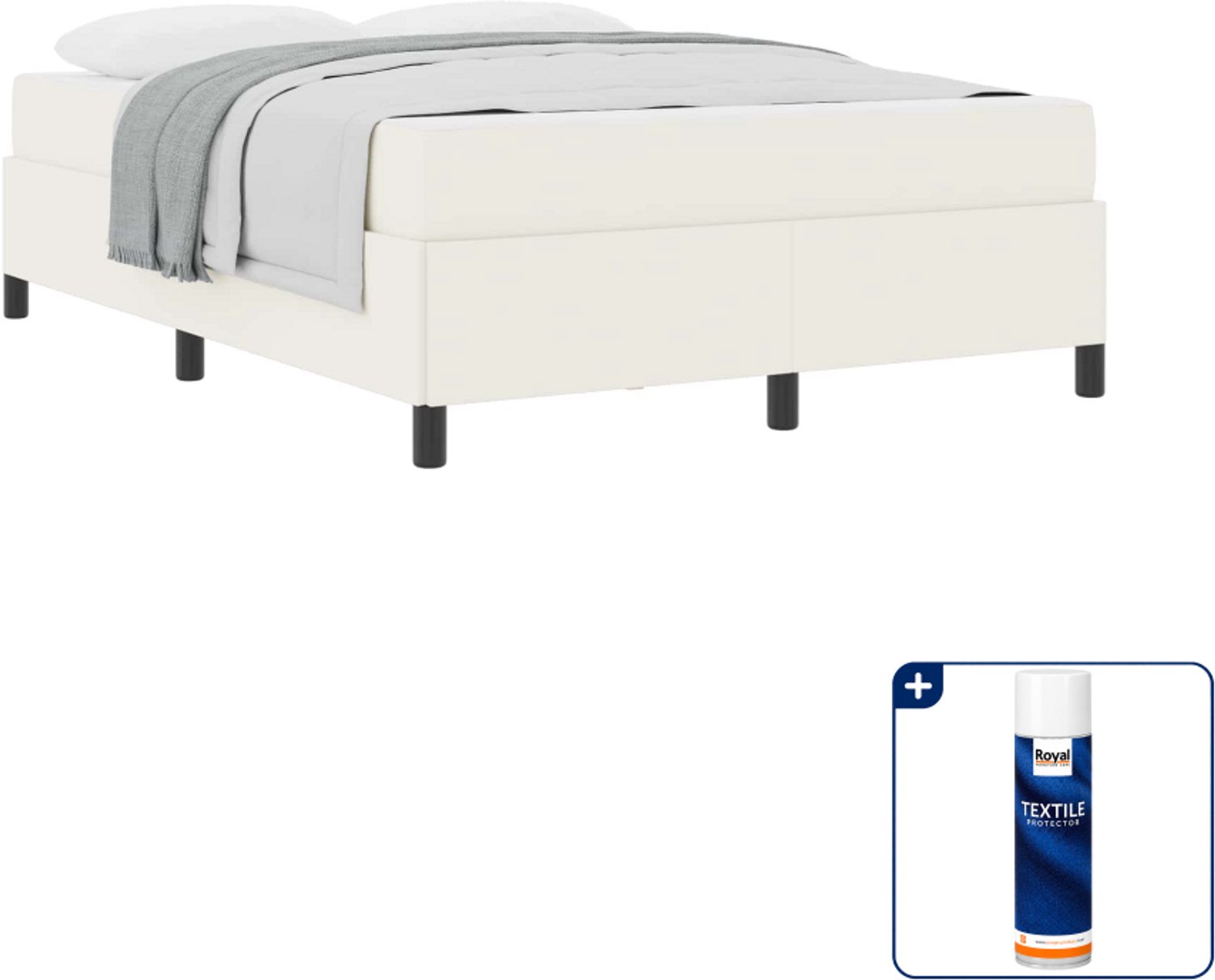 vidaXL Bedframe met matras - Small double - 140 x 200 cm - Crème - Inclusief textielbeschermer 500 ml Bruin