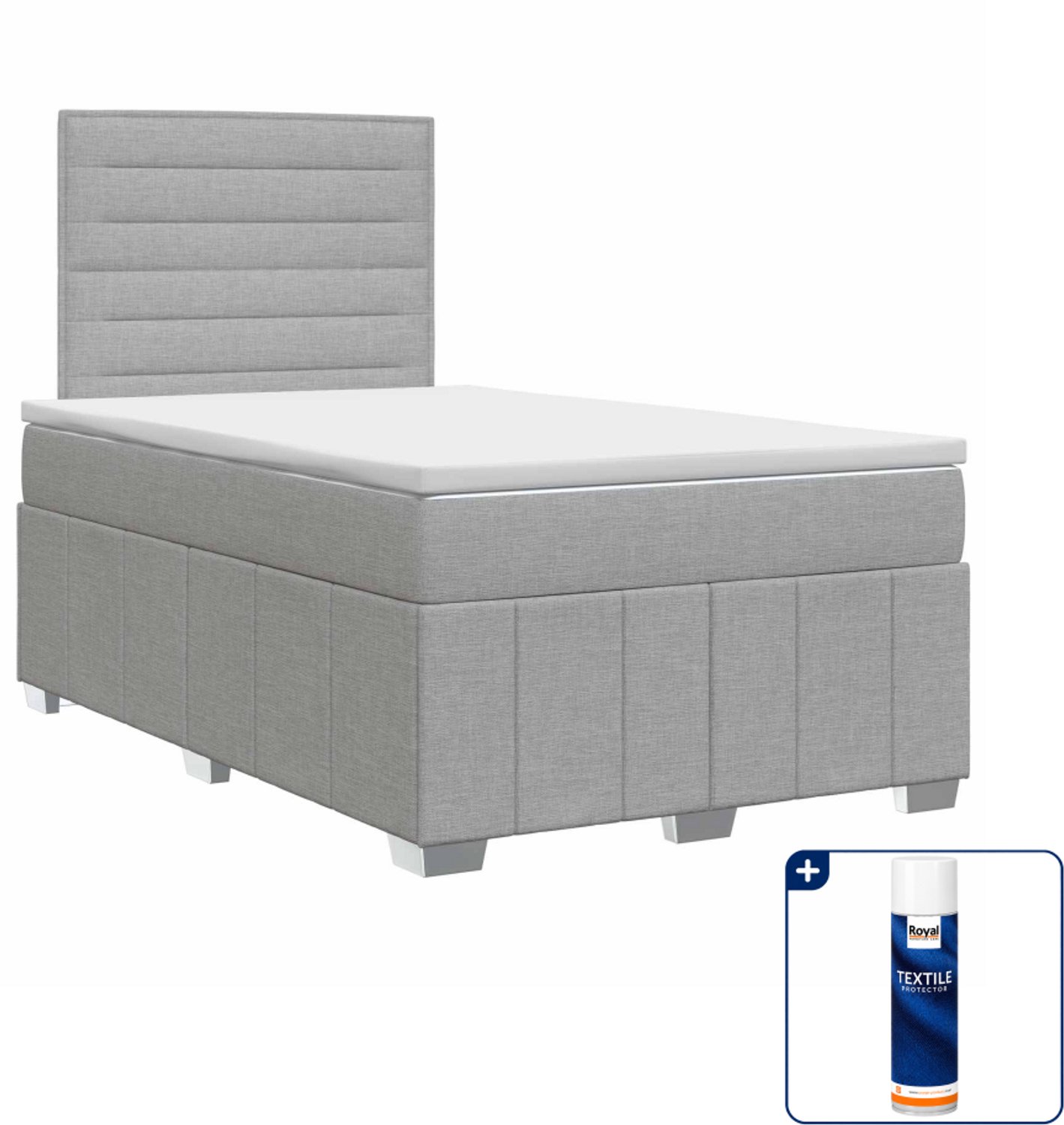 vidaXL boxspringbed met matras - 120 x 190 cm - lichtgrijs - Inclusief textielbeschermer 500 ml