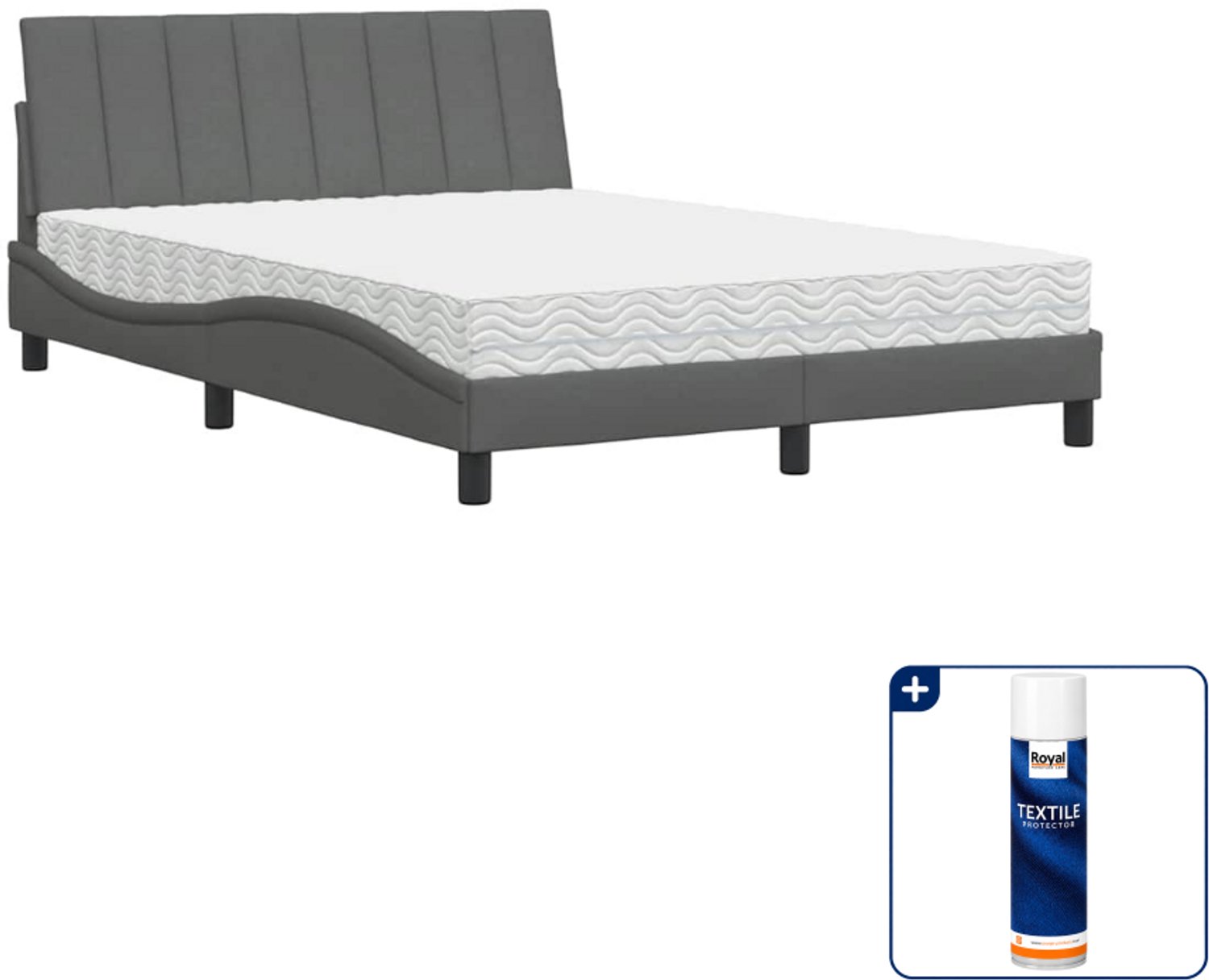 vidaXL bed met matras Hanko - 120 x 200 cm - donkergrijs - Inclusief textielbeschermer 500 ml Bruin