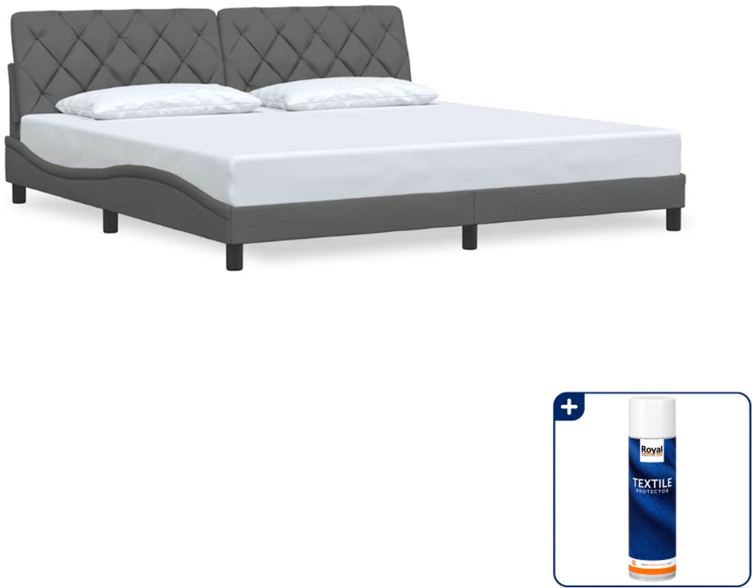 vidaXL bedframe - 200 x 200 cm - donkergrijs - Inclusief textielbeschermer 500 ml
