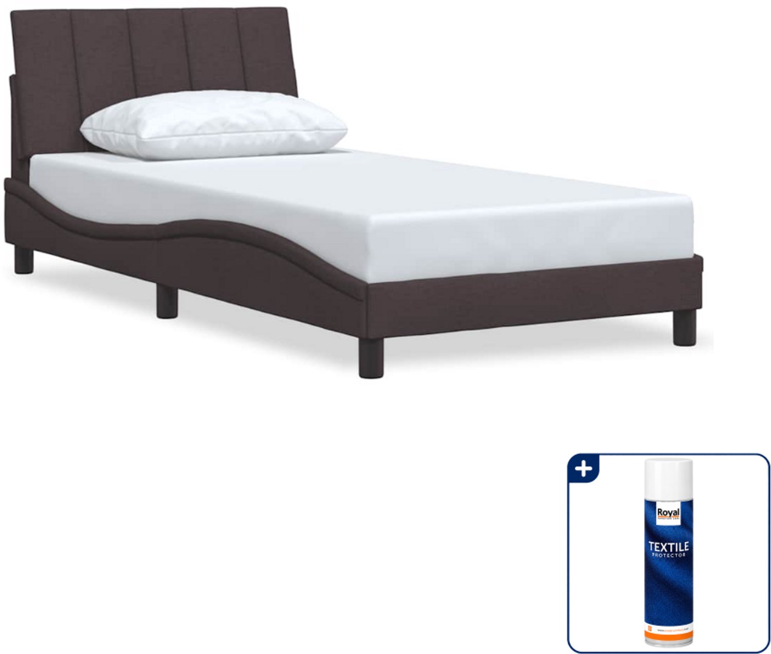 vidaXL bedframe Hanko - 100 x 200 cm - stof - donkerbruin - Inclusief textielbeschermer 500 ml