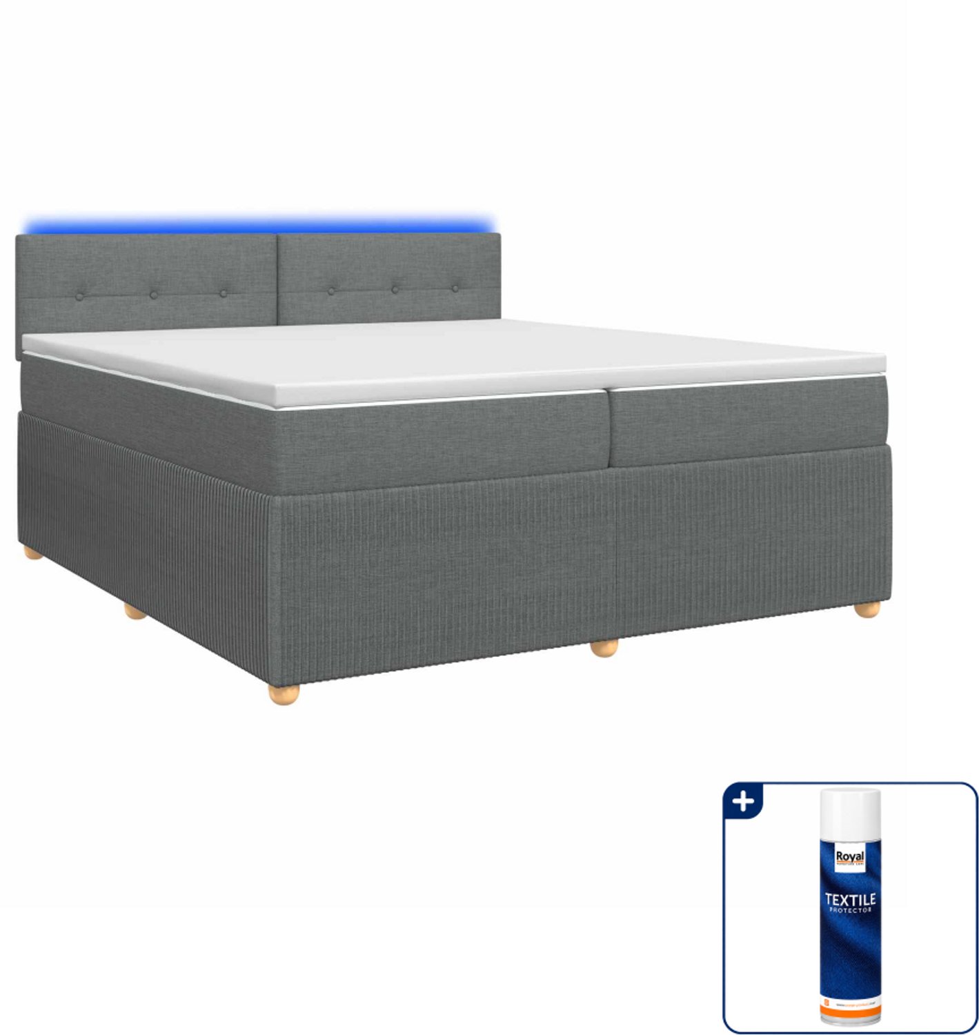 vidaXL Boxspringbed - 200 x 200 cm - donkergrijs - Inclusief textielbeschermer 500 ml Donker Grijn