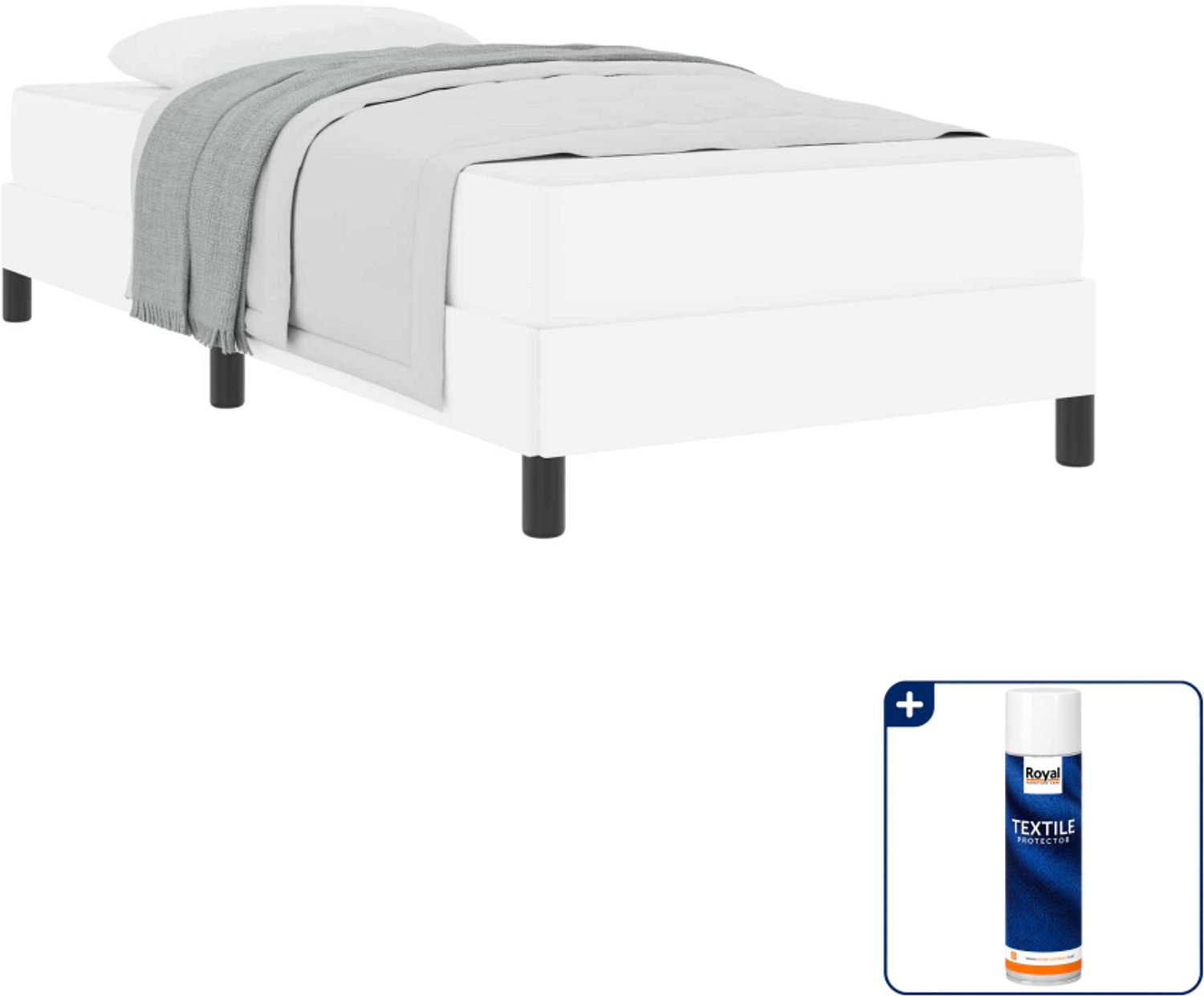 vidaXL bed met matras - 90 x 190 cm - stof - puur wit - Inclusief textielbeschermer 500 ml