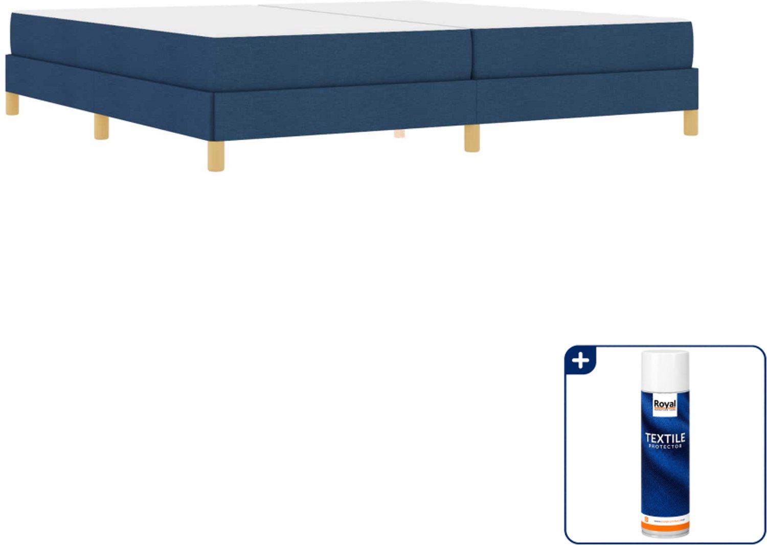 vidaXL boxspringbed met matras - 200 x 200 cm - stof - blauw - Inclusief textielbeschermer 500 ml
