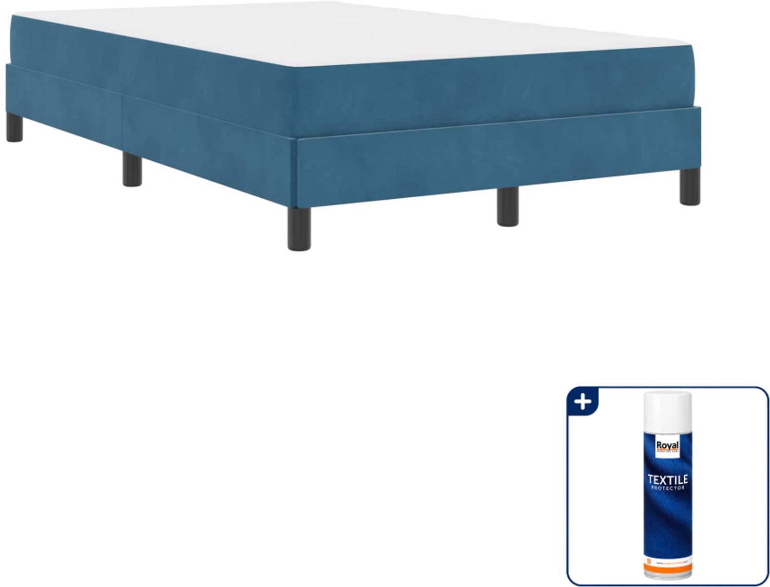 vidaXL boxspringbed met matras - 120 x 190 cm - stof - donkerblauw - Inclusief textielbeschermer 500 ml