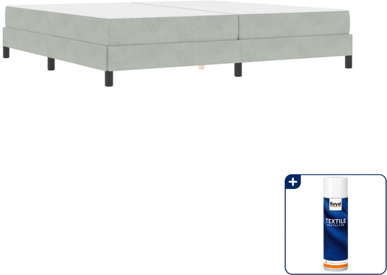 vidaXL Boxspringbed met matras - 200 x 200 cm - stof - lichtgrijs - Inclusief textielbeschermer 500 ml