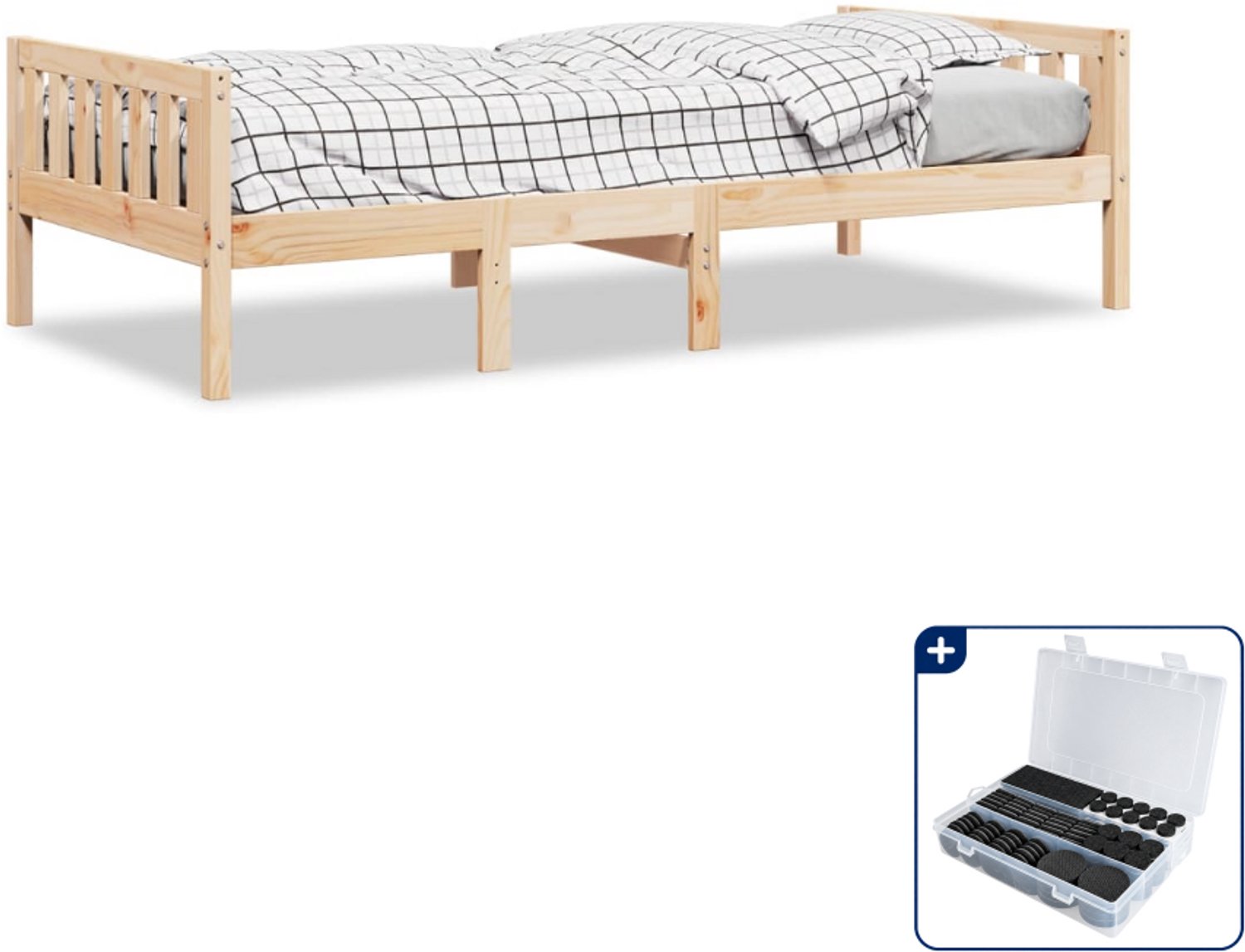 vidaXL kinderbed - 90 x 200 cm - massief grenenhout - Inclusief antikrasvilt 177-delig bruin