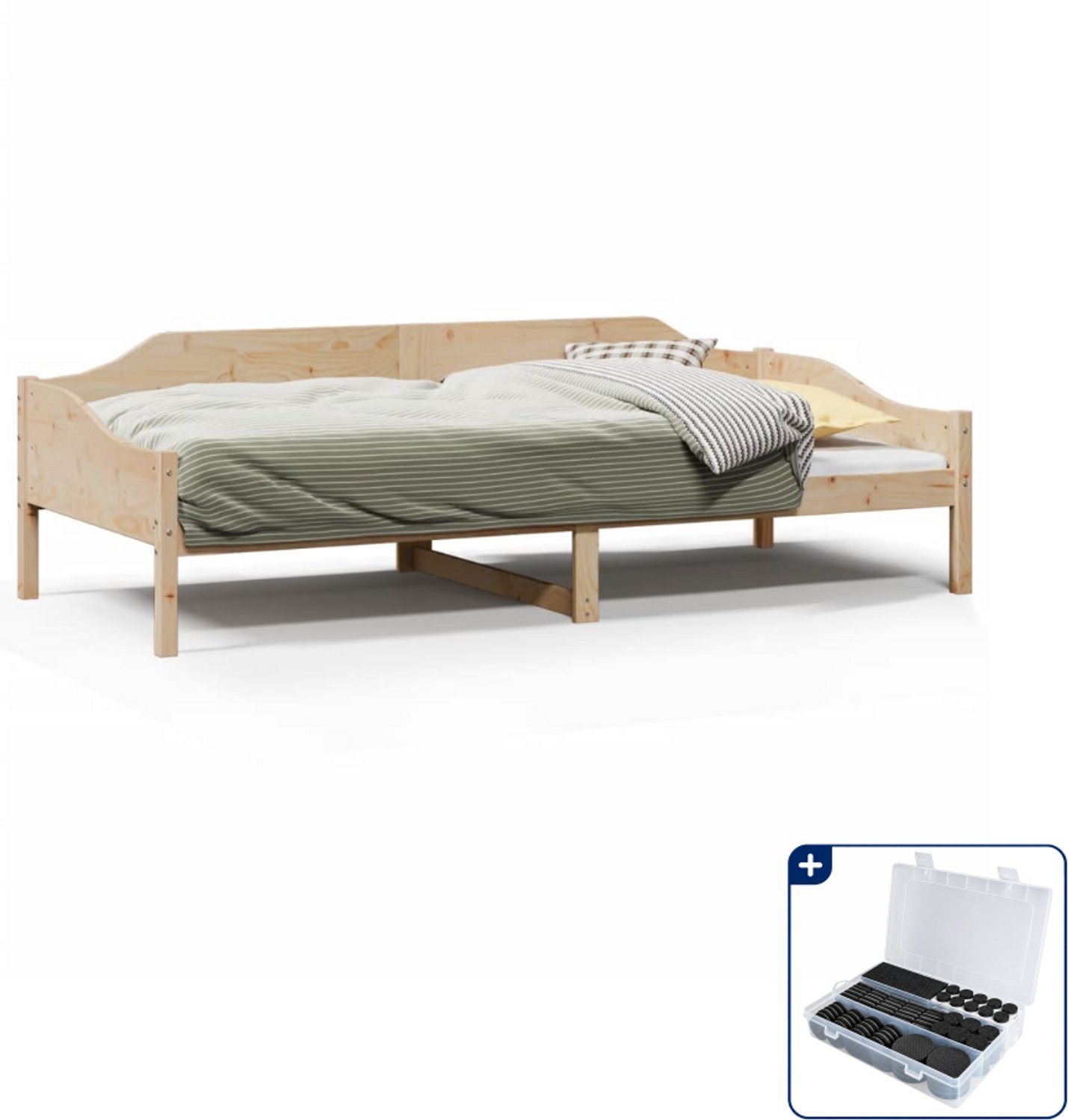 vidaXL bedframe - 90 x 190 cm - massief grenenhout - Inclusief antikrasvilt 177-delig Bruin