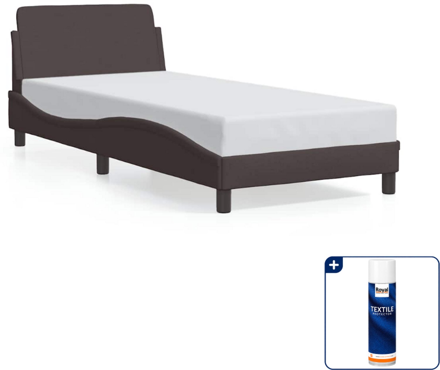 vidaXL bedframe Dover - 80 x 200 cm - stof - donkerbruin - Inclusief textielbeschermer 500 ml