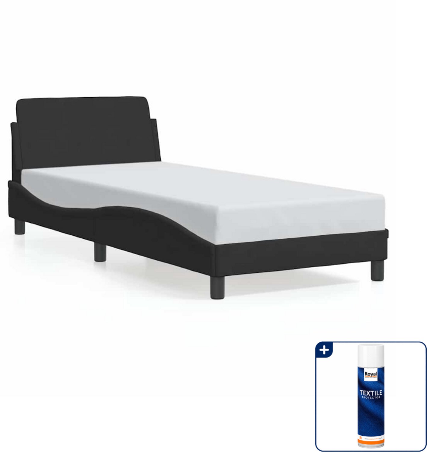 vidaXL bedframe Dover 90 x 190 cm - fluweel - zwart - Inclusief textielbeschermer 500 ml