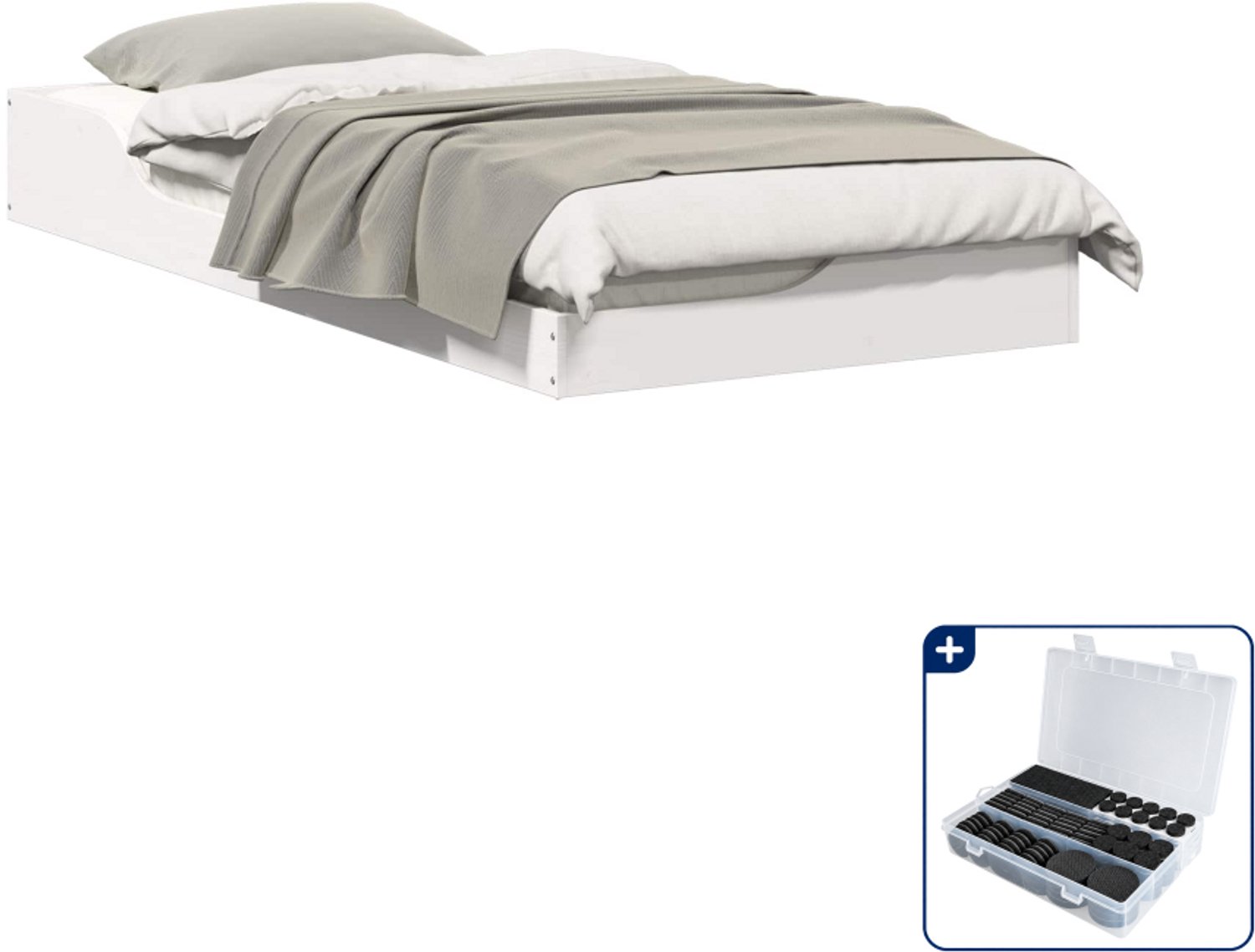 vidaXL bedframe - 100 x 200 cm - massief grenenhout - wit - Inclusief antikrasvilt 177-delig