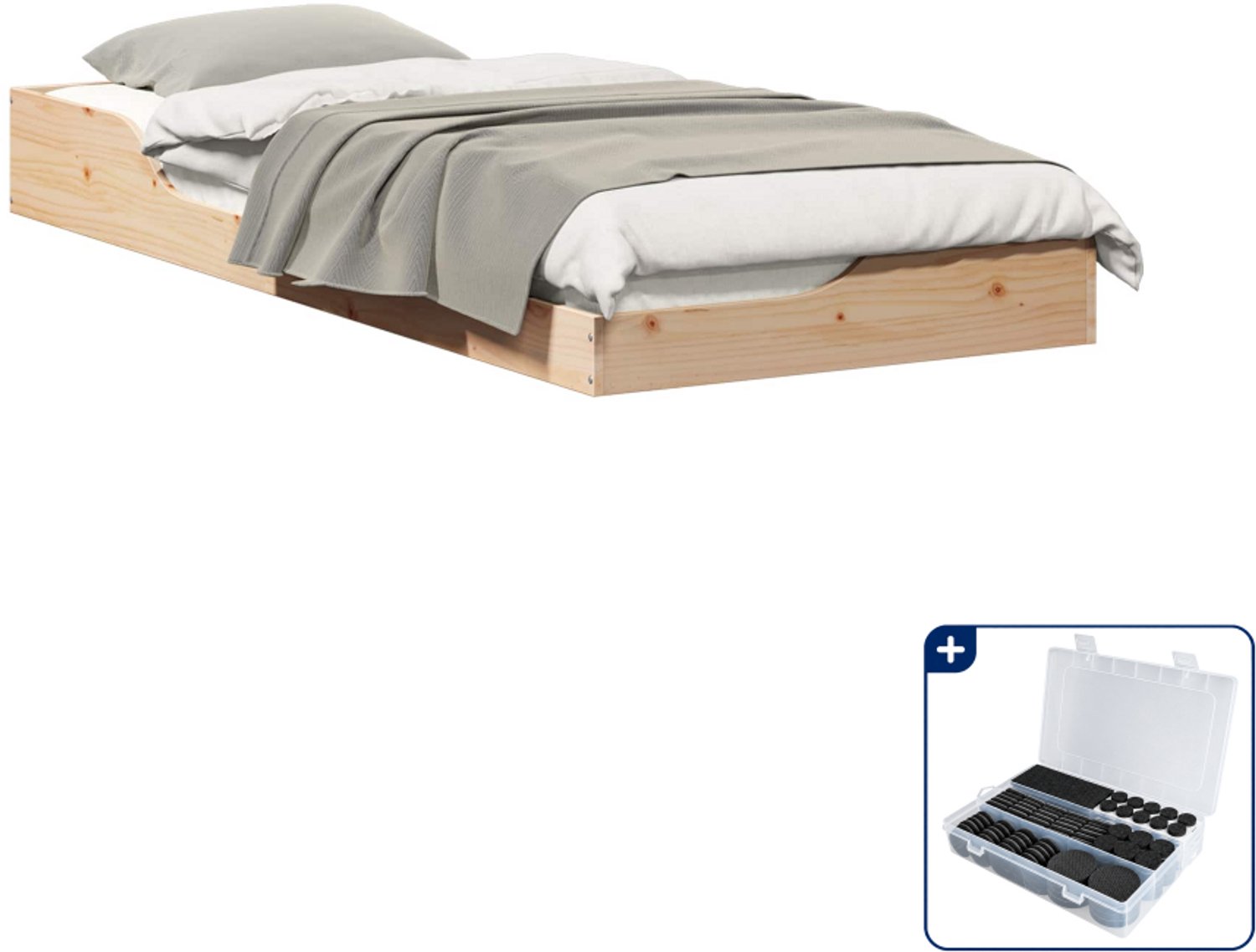 vidaXL bedframe - 90 x 220 cm - massief grenenhout - bruin - Inclusief antikrasvilt 177-delig