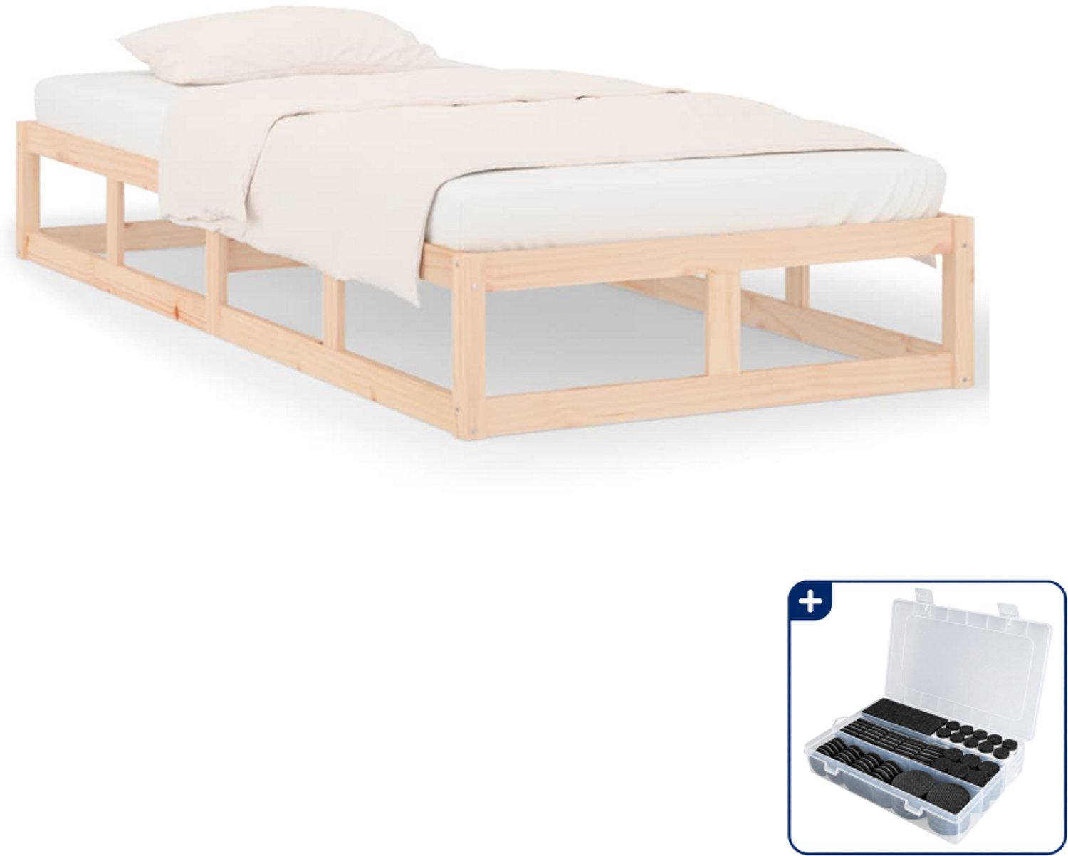 vidaXL bedframe - 90 x 200 cm - massief grenenhout - Inclusief antikrasvilt 177-delig Bruin