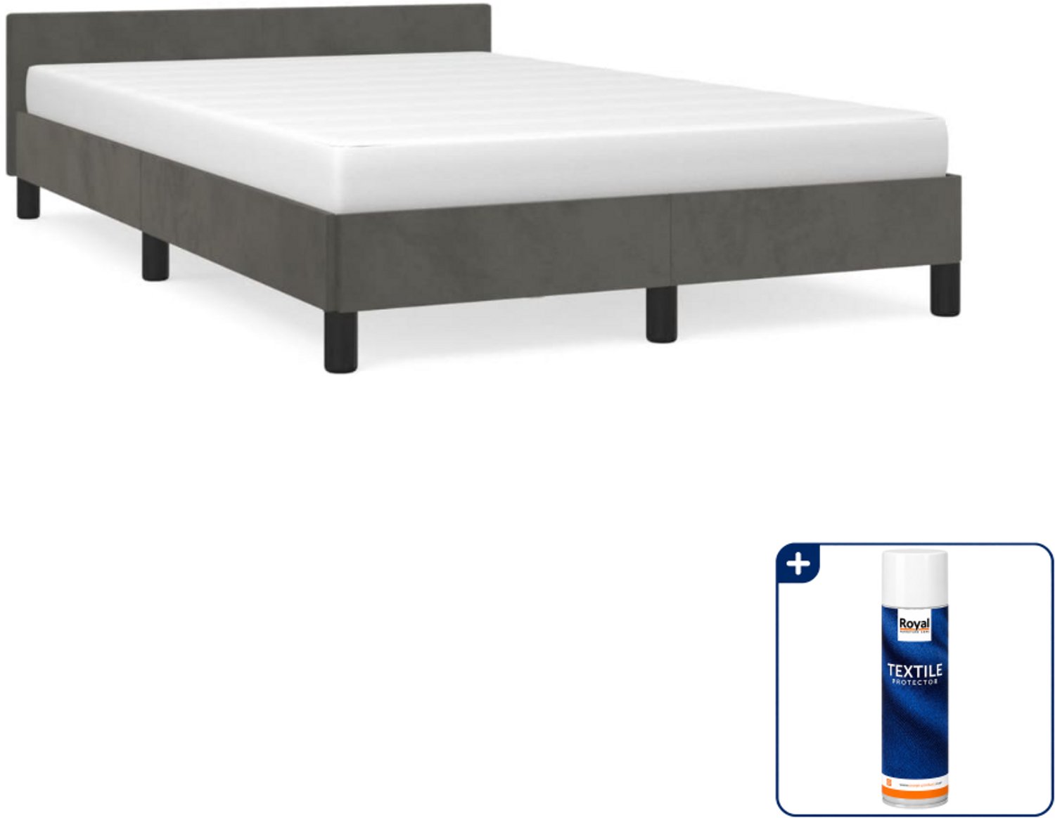 vidaXL bedframe - 120 x 190 cm - fluweel - donkergrijs - Inclusief textielbeschermer 500 ml